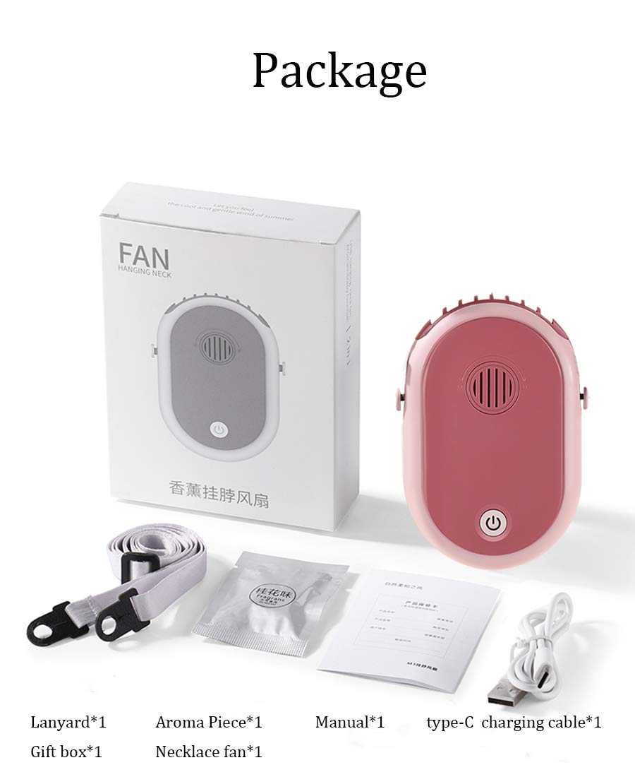 Portable Hanging Neck Fan Wearable Personal Fan Battery Operated Usb Rechargeable 3 Speed