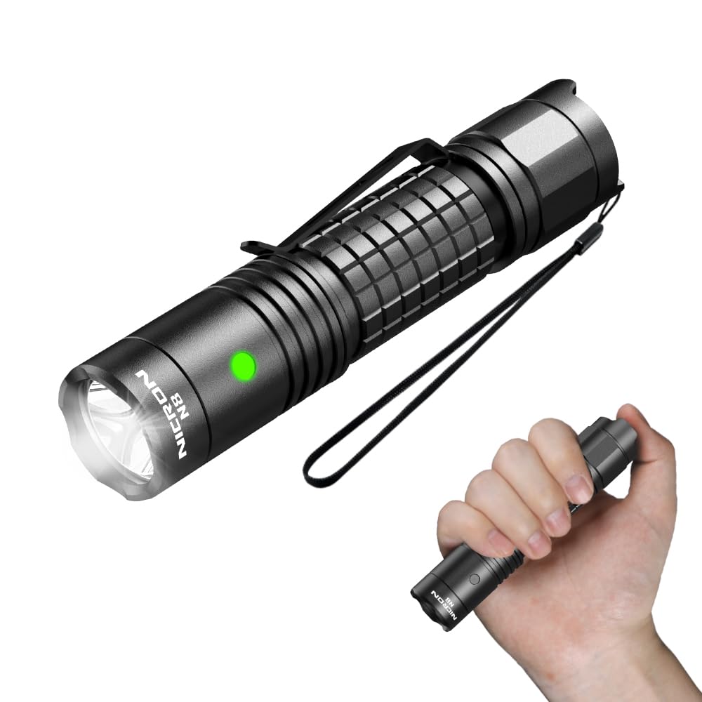 Nicron Rechargeable Flashlights, N8 Flashlights High Lumens 6 Modes Super Bright Tactical Flashlight, Ipx8 Waterproof 1300 Lumens Flashlight For Camping, Emergency, Outdoor, Inspection
