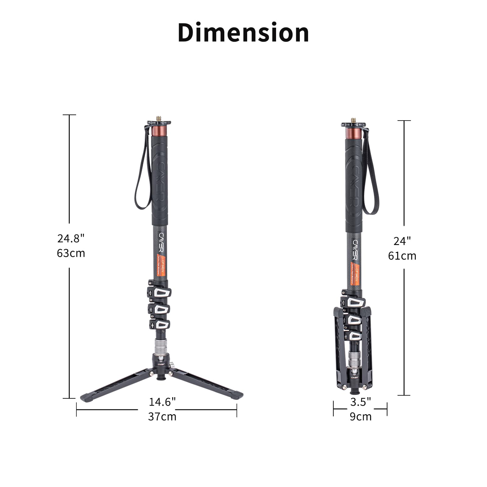 Cayer Carbon Fiber Monopod Leg, 68 Inch Camera Telescopic Video Monopod Tube With Feet, Compatible For Dslr Cameras And Camcorders