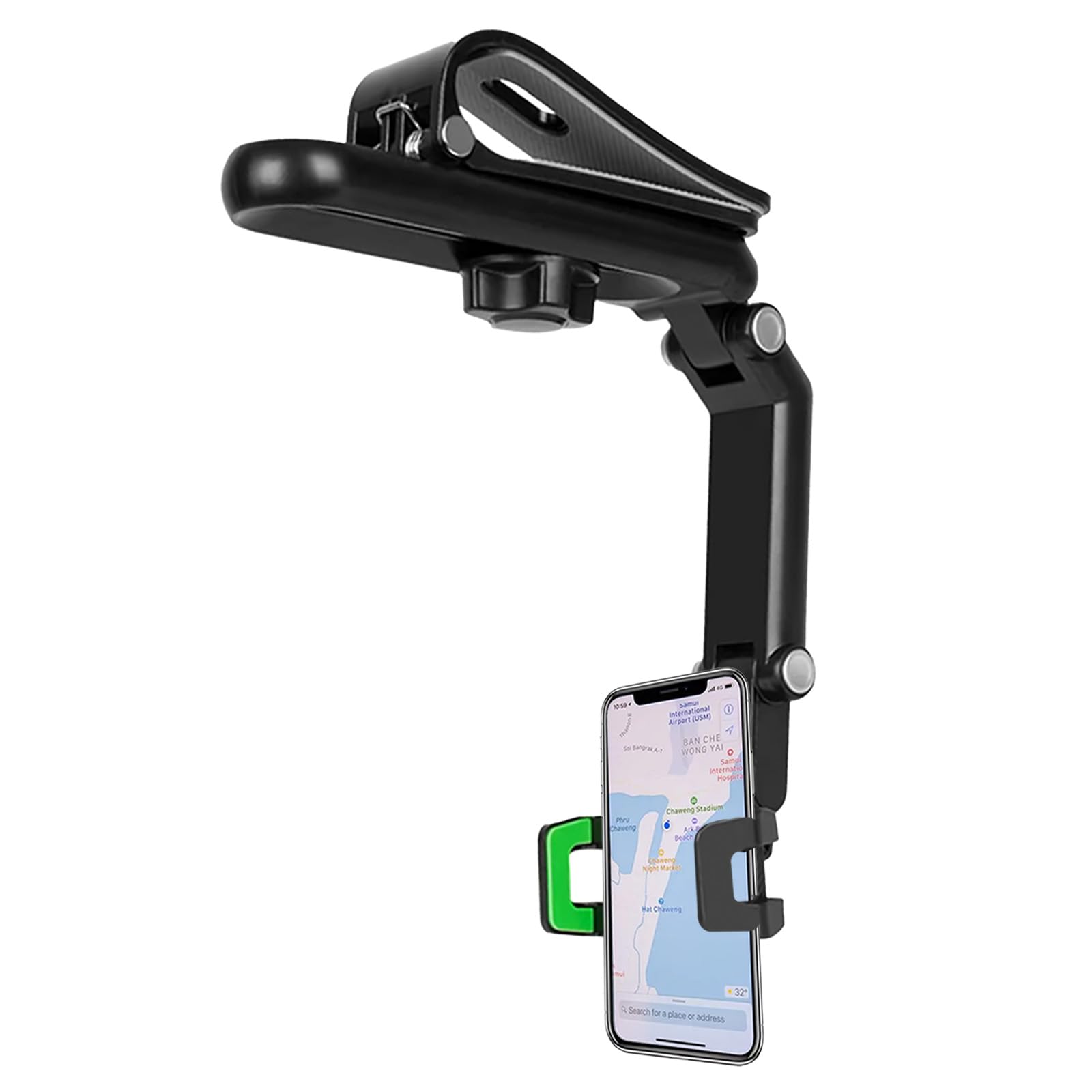 Pleoos Sun Visor Car Phone Holder, 360° Rearview Phone Holder For Car Sun Visor, Retractable Car Phone Mount Compatible With Iphone/Android/Samsung