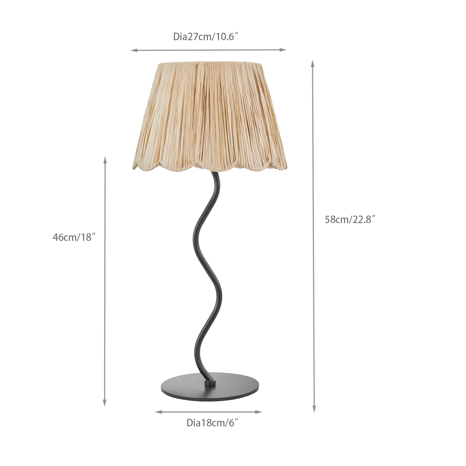 Visual Landing Modern Rattan Lampshade Table Lamps For Living Room, Bedroom, Vintage Mid Century Table Light With Metal Base, Desk Lamp,Leaves Shade Table Lamp For Office Restaurant, Black