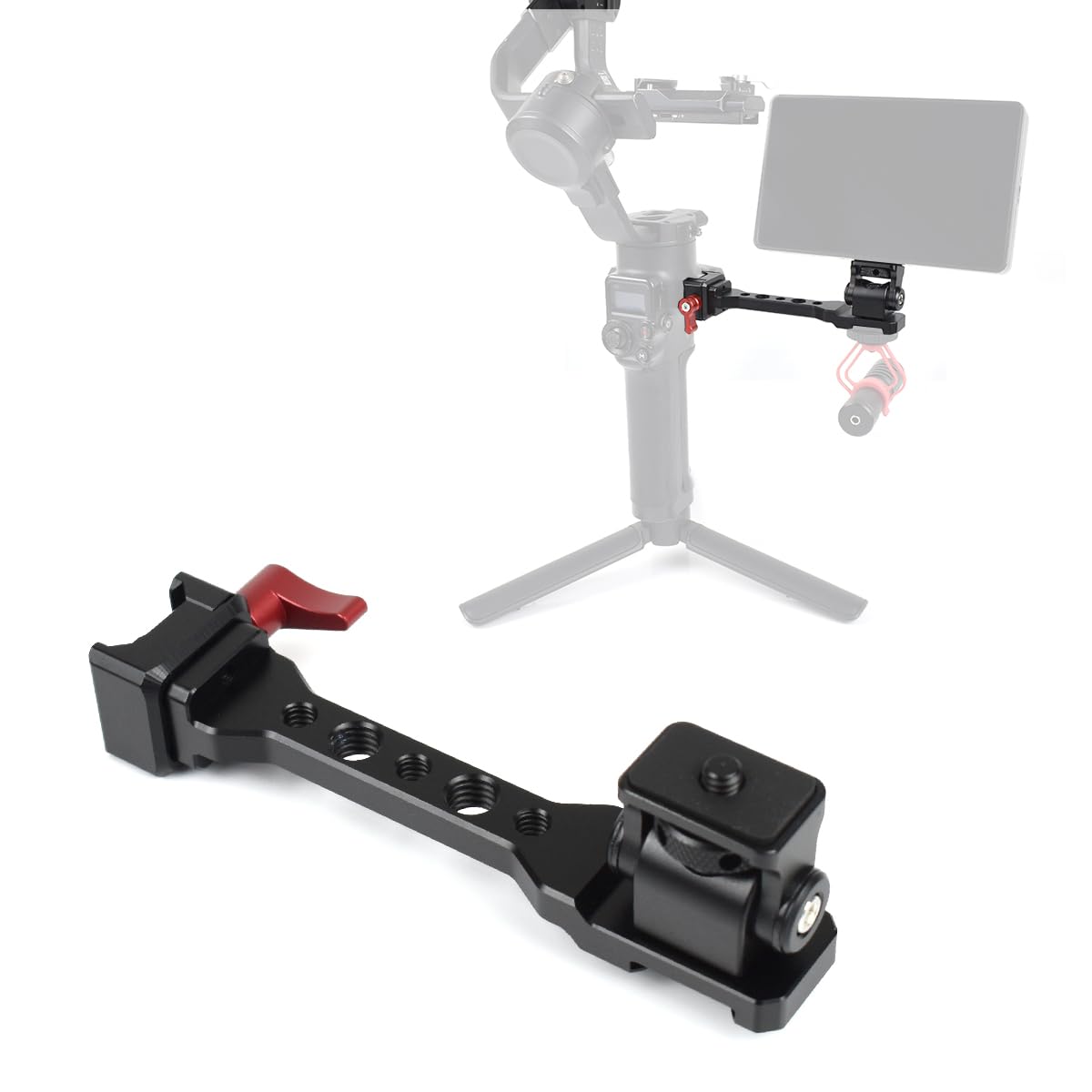 Eaxanpic Adjustable Gimbal Monitor Mount Phone Mount With Quick Release Nato Clamp Cold Shoe Mount For Dji Ronin Rs 4 / Rs 4 Pro/Rs 3 / Rs 3 Pro/Rs 3 Mini/Rs 2 / Rsc 2 Stabilizers (Dark Red)