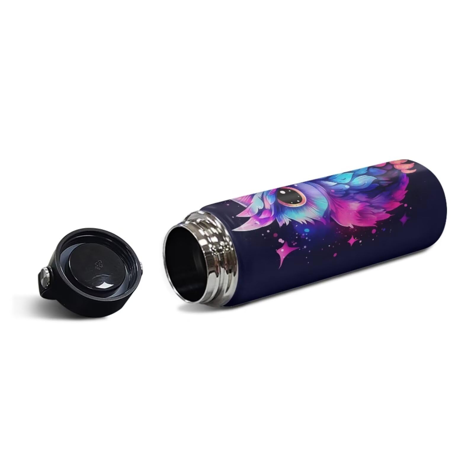 Zoutairong Galaxy Owl Water Bottle 20 Oz For Girls Insulated Water Bottles With Handle Flask Wide