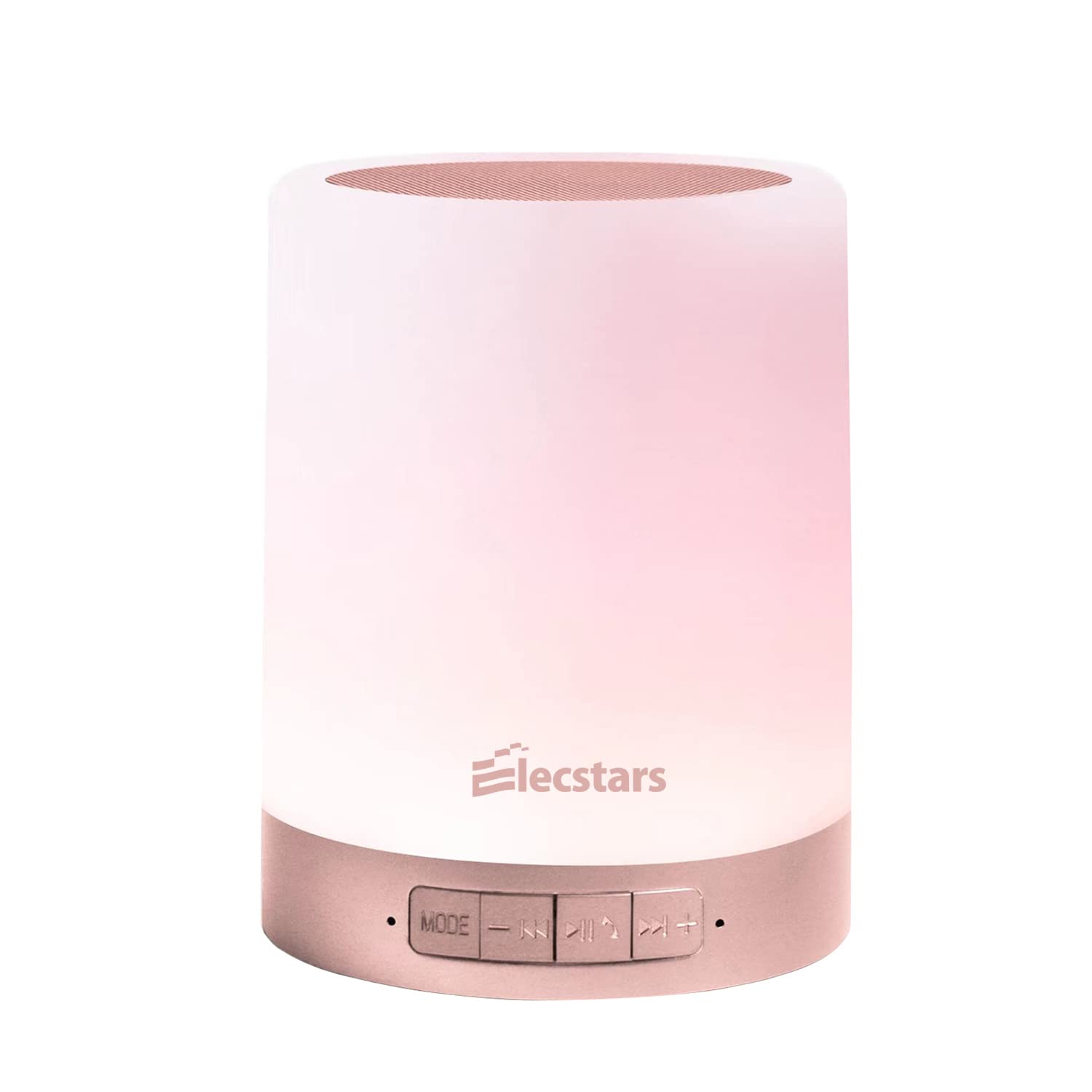 Elecstars Touch Bedside Lamp - With Bluetooth Speaker, Dimmable Color Night Light, Outdoor Table Lamp With Smart Touch Control, Best For Men Women Teens Kids Children Sleeping Aid(Rose Gold)