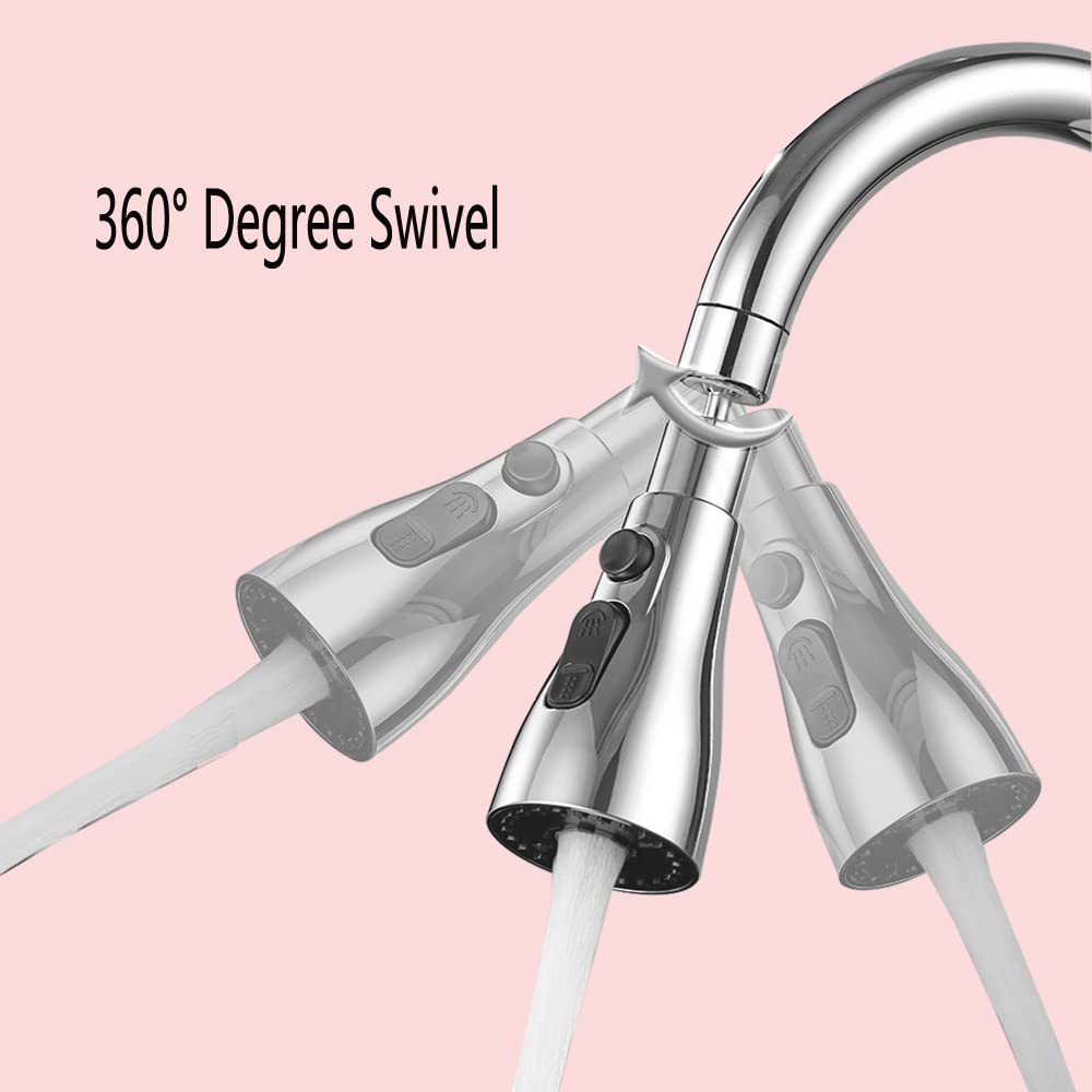 Hgjst 360-Degree Swivel Kitchen Sink Faucet Sprayer Head， Kitchen Faucet Head Replacement,Kitchen Tap Purified Water Head (Black)
