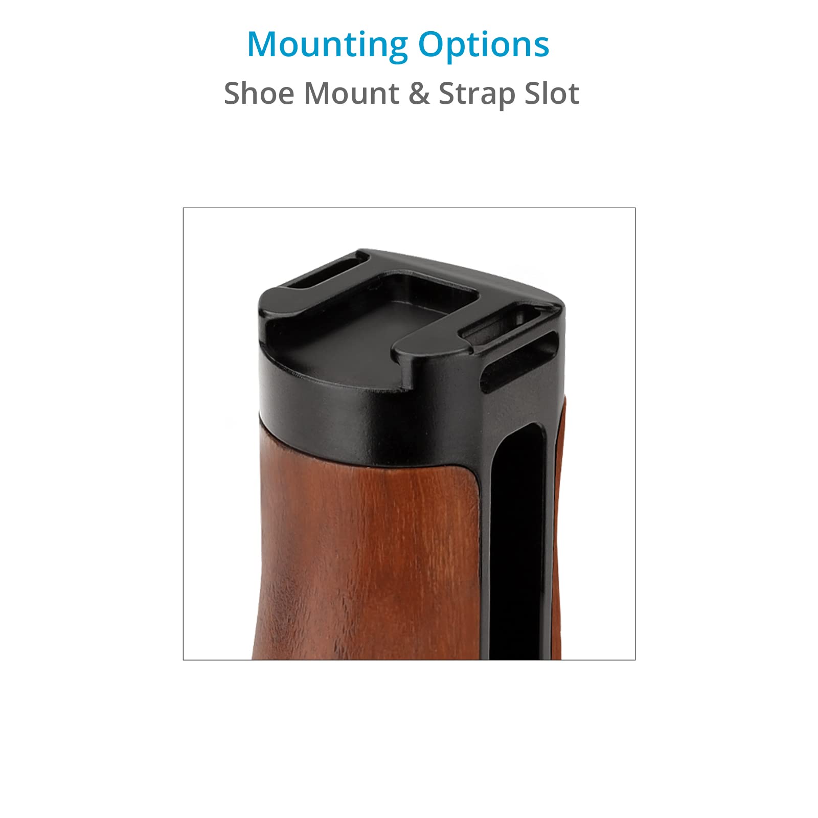 Proaim Snaprig Wood Mini Side Handle For Camera Cages & Rigs With 3/8"-16 Locating Screw Mount. Adjustable Design With Comfortable & Secure Grip. For Right/Left Hand Usage. (Wsh-03)