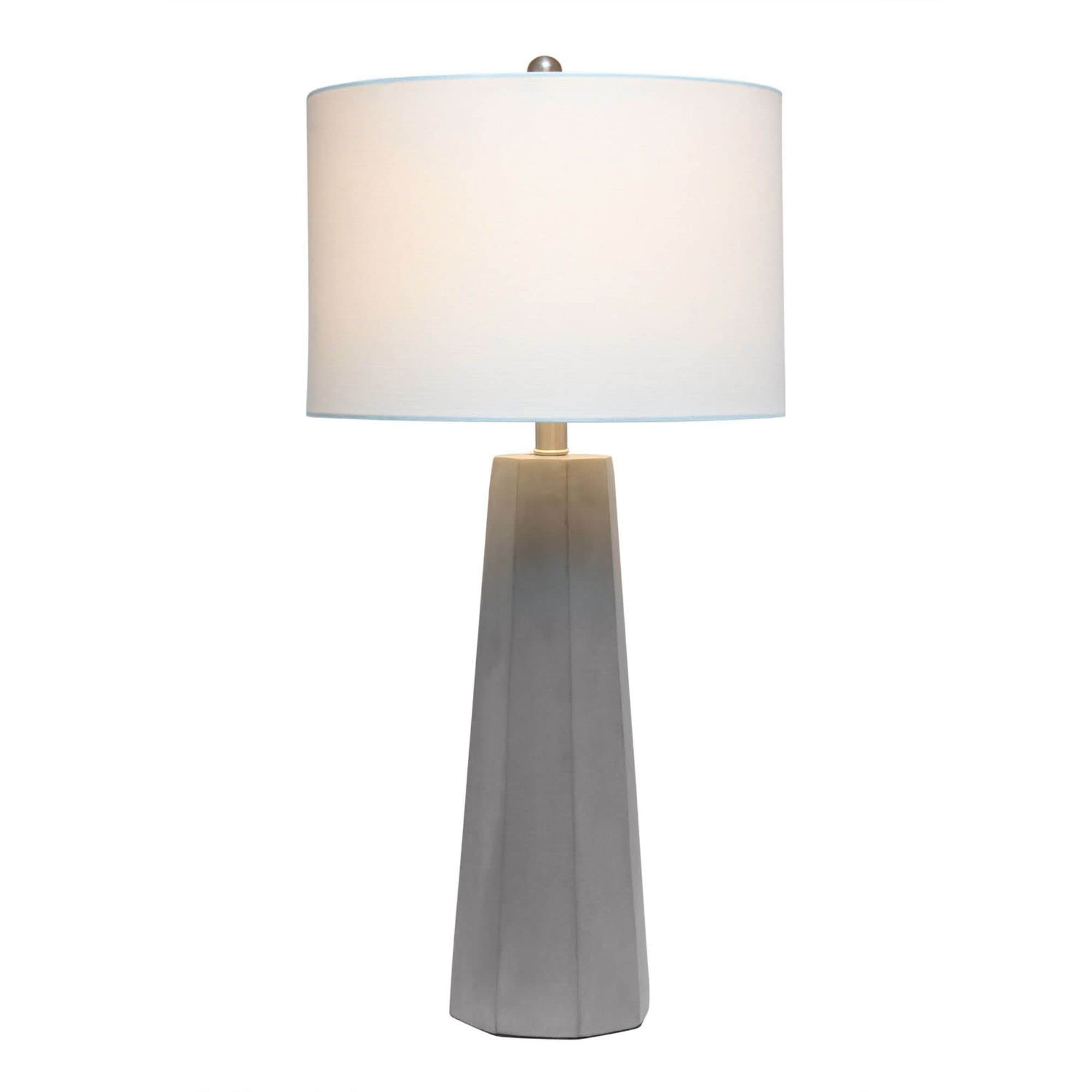 Lalia Home Modern Concrete Pillar Table Lamp With White Fabric Shade