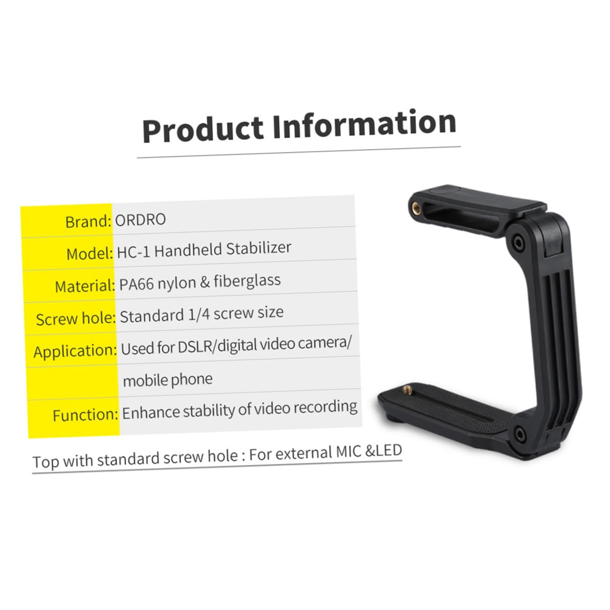 Veemoon 1 Pc Mobile Phone Bracket Stabilizer Handle For Camera Universal Stabilizer Rig 1/4 Thread