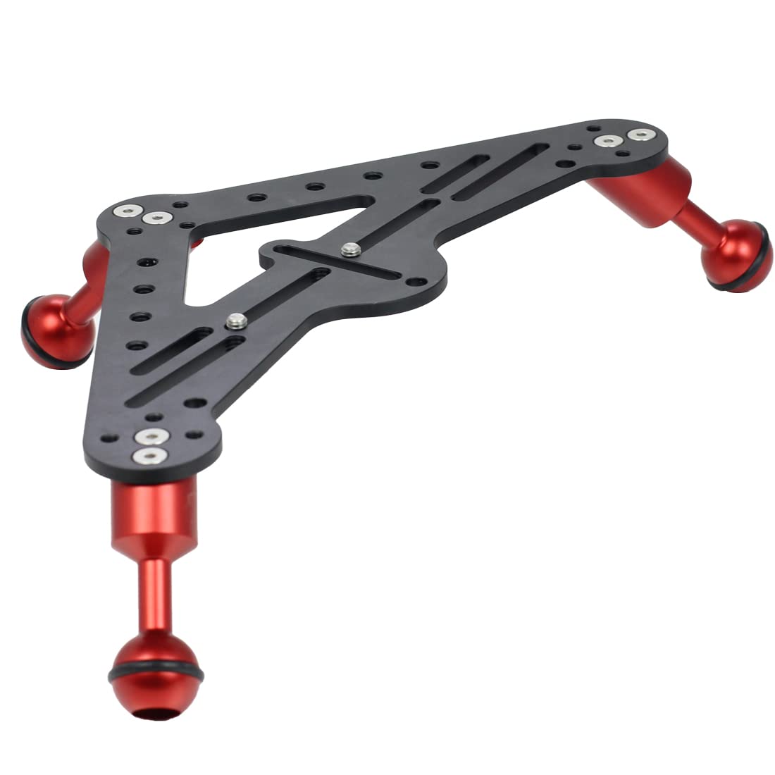 Novelgoal Aluminum Tripod Mount Dslr Diving Photo Triangular Gimbal Tray Rig Underwater Photography Holder (Red Ballhead Tray)