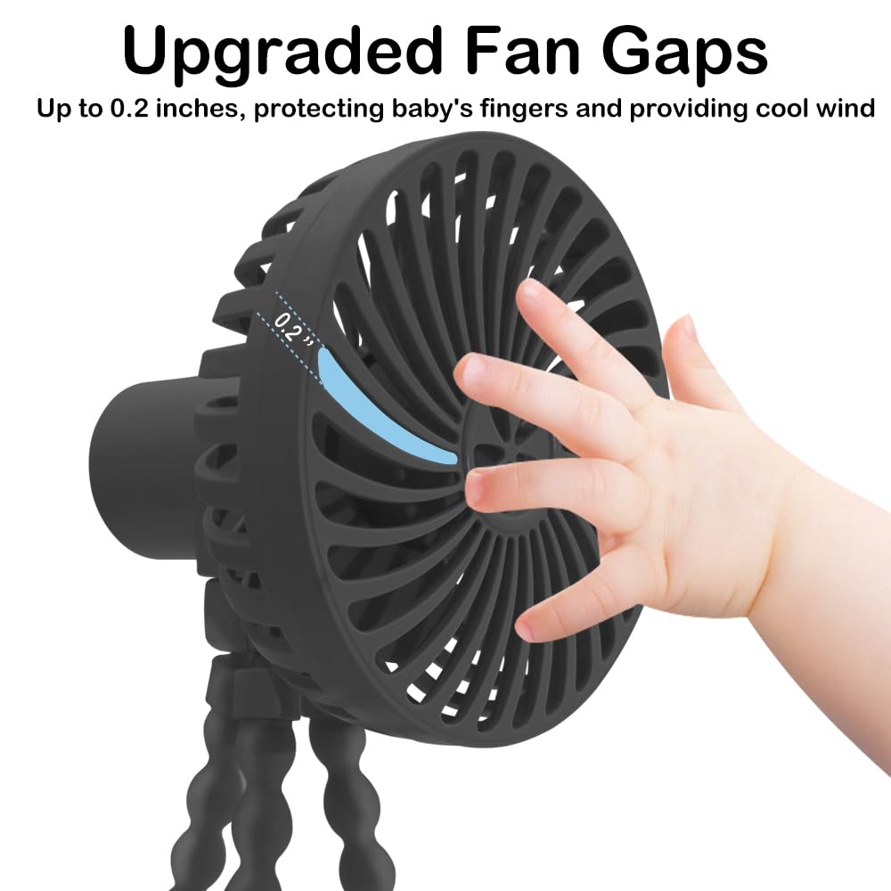 Run Helix Stroller Fan Portable Fan With 3 Speed Can Work 4-12 Hours,Personal Fan With Flexible Trip