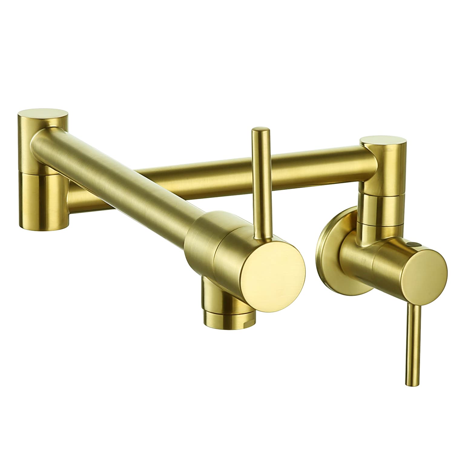 Haiyunda Pot Filler Folding Faucets,Wall Mount Pot Filler Kitchen Faucet Solid Brass,Swing Arm Folding Brushed Gold Modern Kitchen Sink Faucet Folding Stretchable With Single Hole Two Handles