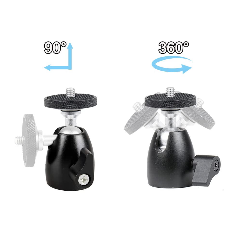 Coret Mini Head Ball With 1/4" Screw 360 Degree Aluminum Rotating Swivel Mini Tripod Head Ball For Camera Camcorder Smart Phone Led Light Stand Microphone