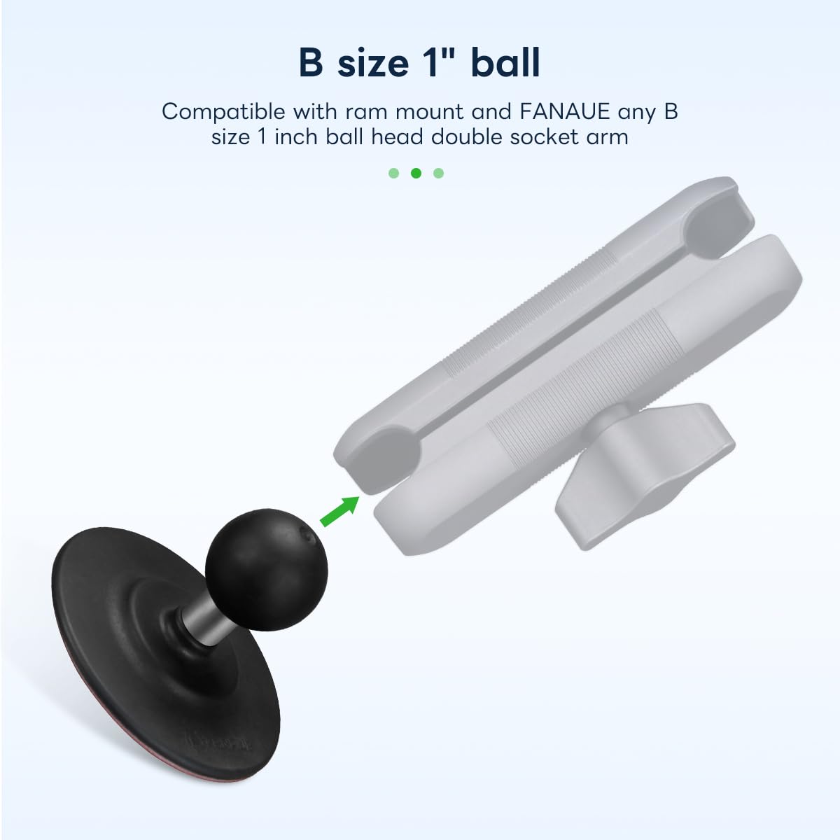 Fanaue Flex Adhesive Ball Base Compatible With Ram Mounts B Size Double Socket Arm, 1" Ball Head Adapter For Motorcycle Phone Mount Bike Phone Holder, Suction Cup Base For Mounting On Car Dashboards.