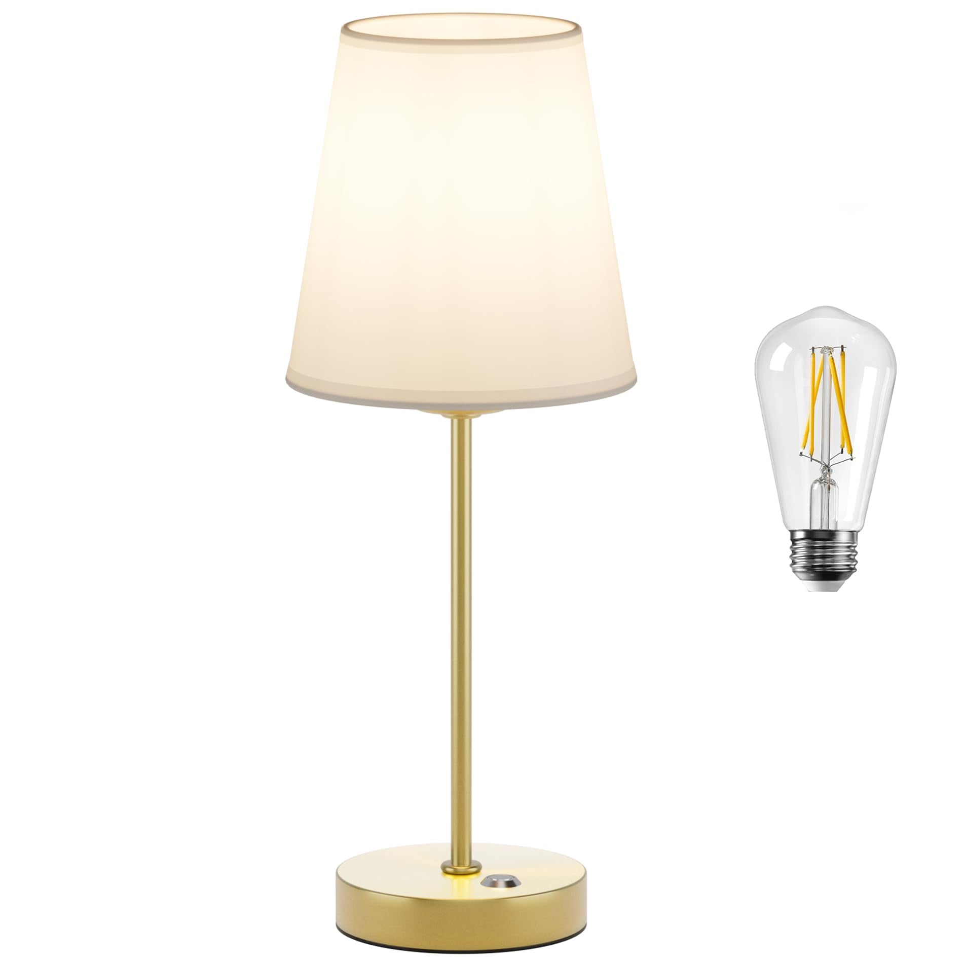 Irotine 1 Pack Gold Cordless Table Lamp Rechargeable Battery Powered 6000Mah Led Fabric Table Lamp With 6W Bulb And Dimmer,Dimmable Bedside Night Lamp,Patio Table Lamp,Ambient Light For Restaurant