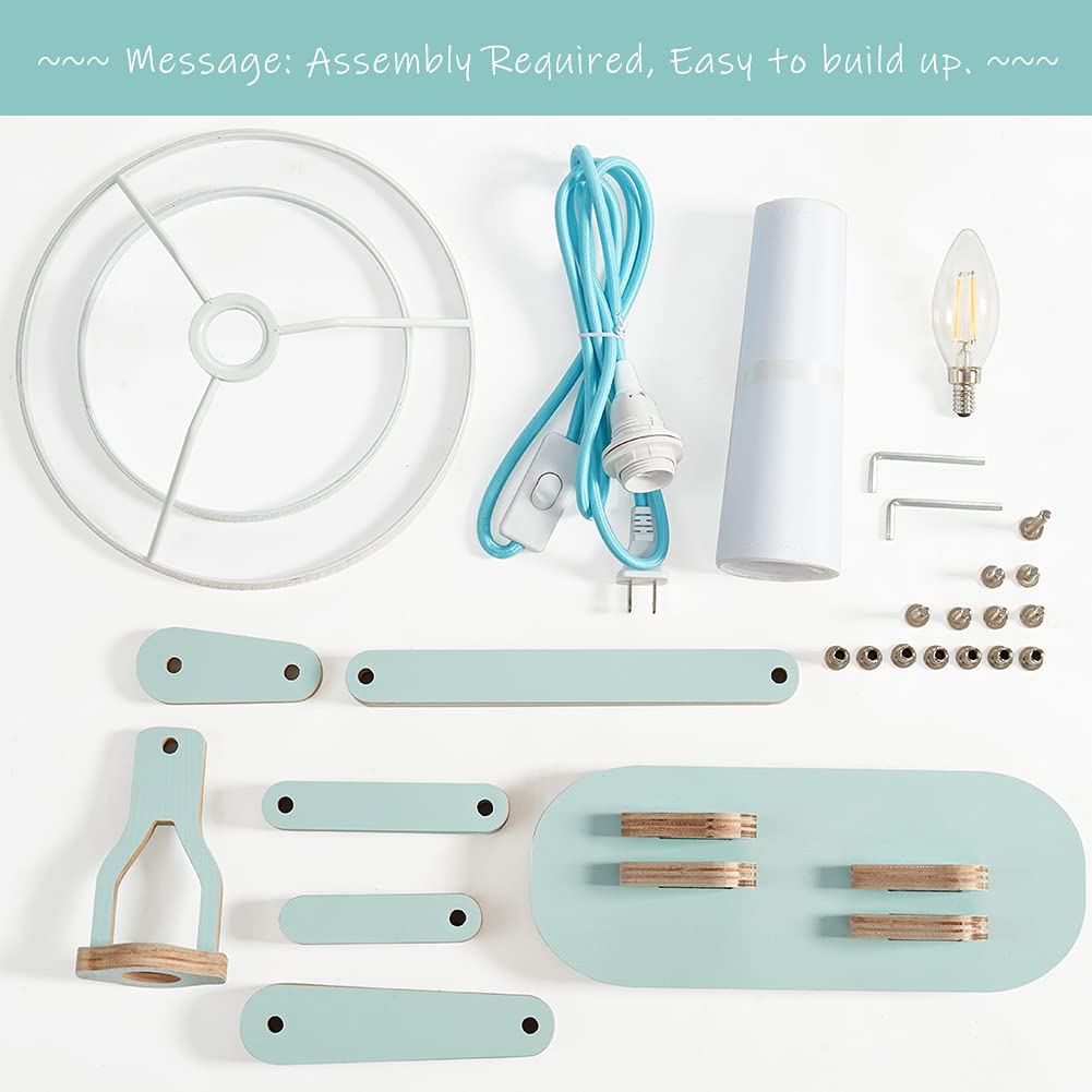 Hroome Cool Kids Desk Lamp Swing Arm Wood Adjustable Aqua Blue Fun Table Lamp Bedside Light For Reading//Girls/Boys/Bedrooms/Living Room/Office - Pea Green, Bulb Included