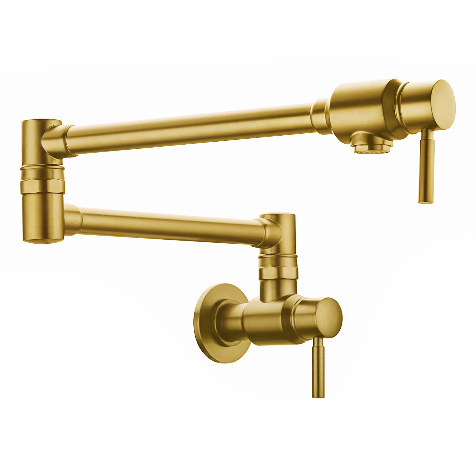 Bagnolux Gold Pot Filler Faucet, Traditional Double Handle Single Hole Coffee Machine Wall Mount With Spout Reach Double-Jointed Swivel Copper Stove Kitchen Faucet 23.4 Inch, Brushed Old Gold