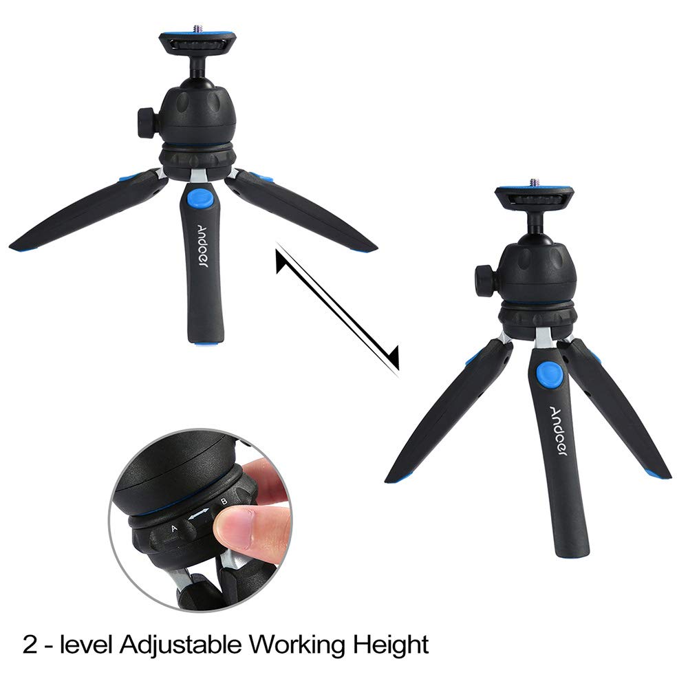 Andoer H20 Mini Tabletop Tripod Portable Foldable Phone Camera Tripod Stand With Removable Ball Head With 1/4 Inch Screw