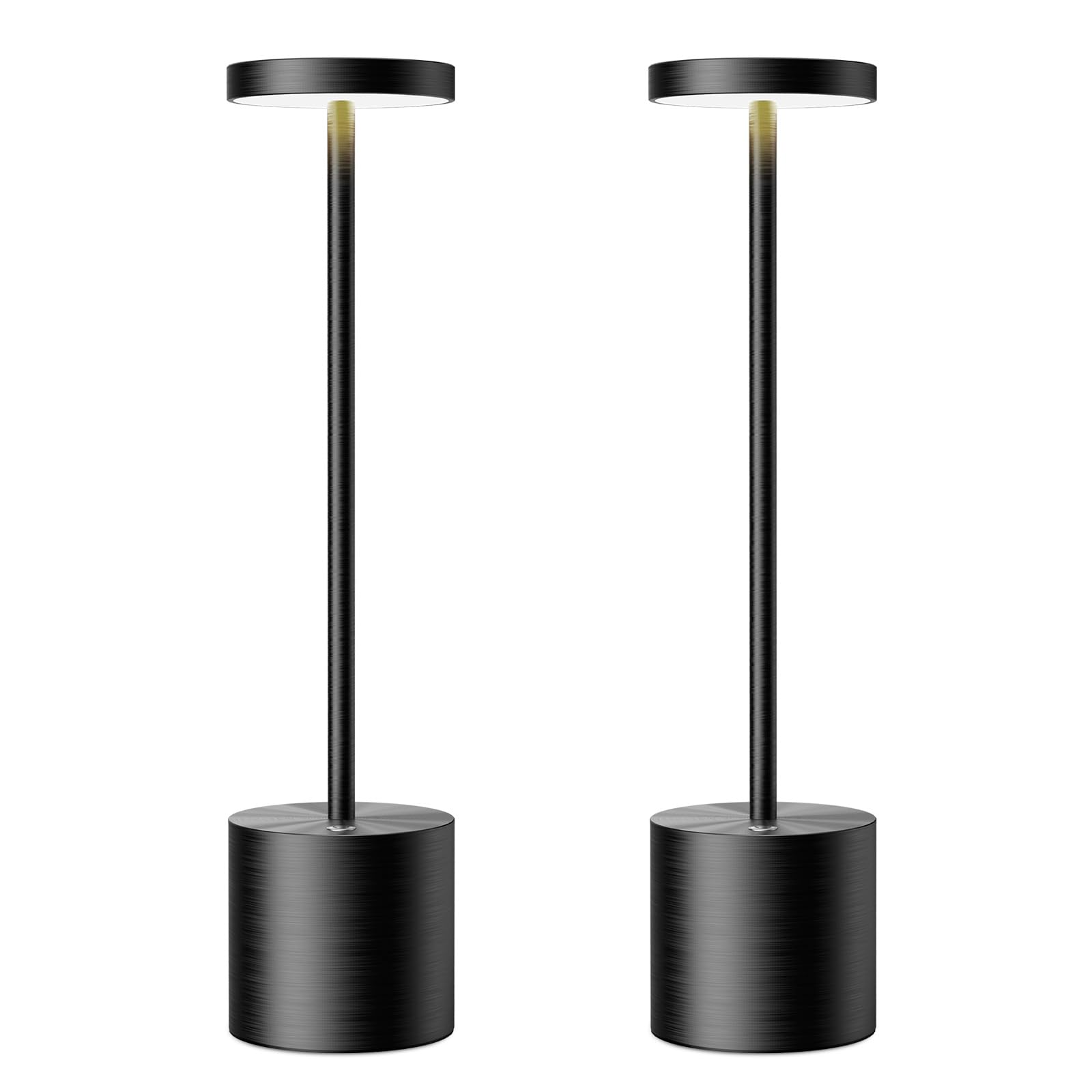 Sakringt Cordless Table Lamps Rechargeable,6000Mah Portable Battery Operated Led Table Light For Restaurant Outdoor 2 Pack Black