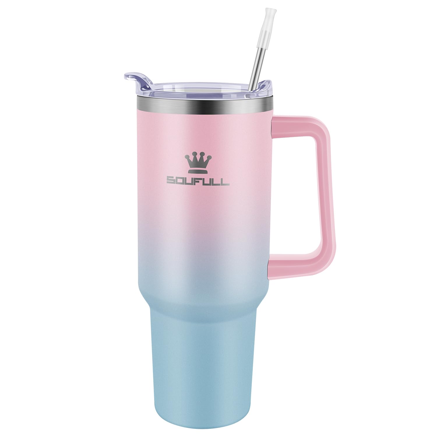 40 Oz Tumbler With Handle And Straw Lid, 100% Leak-Proof Travel Coffee Mug, Stainless Steel