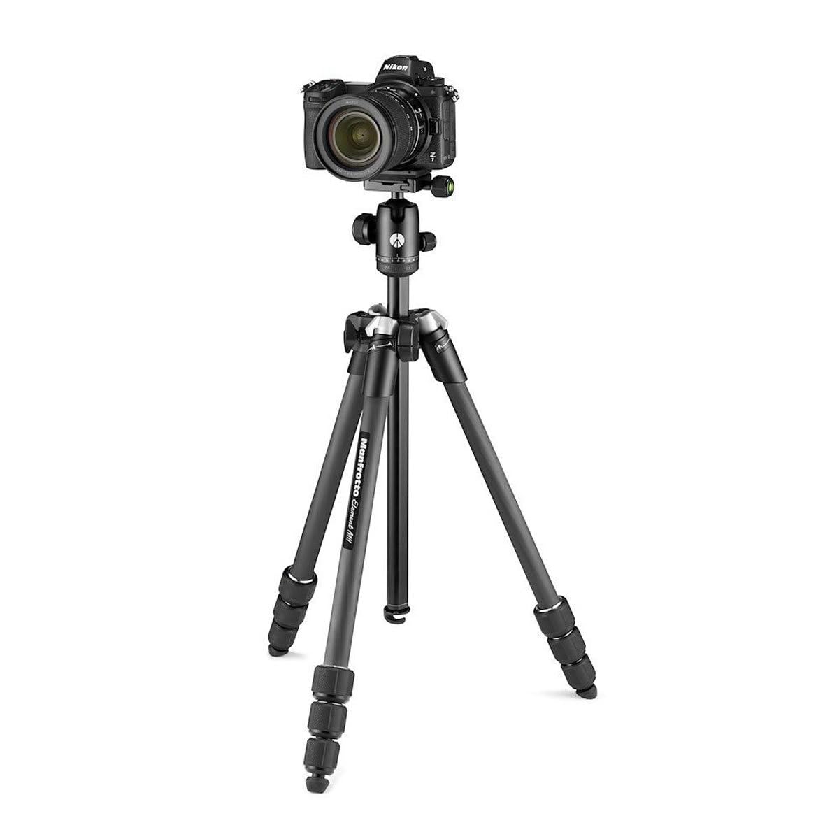 Manfrotto Element Mii Mobile Bluetooth Mkelmii4Bmb-Bh, Lightweight Aluminium Travel Tripod, With Carry Bag, Arca-Compatible Ball Head, Load Up 8Kg, For Dslrs, Cscs, Compact Cameras And Smartphones
