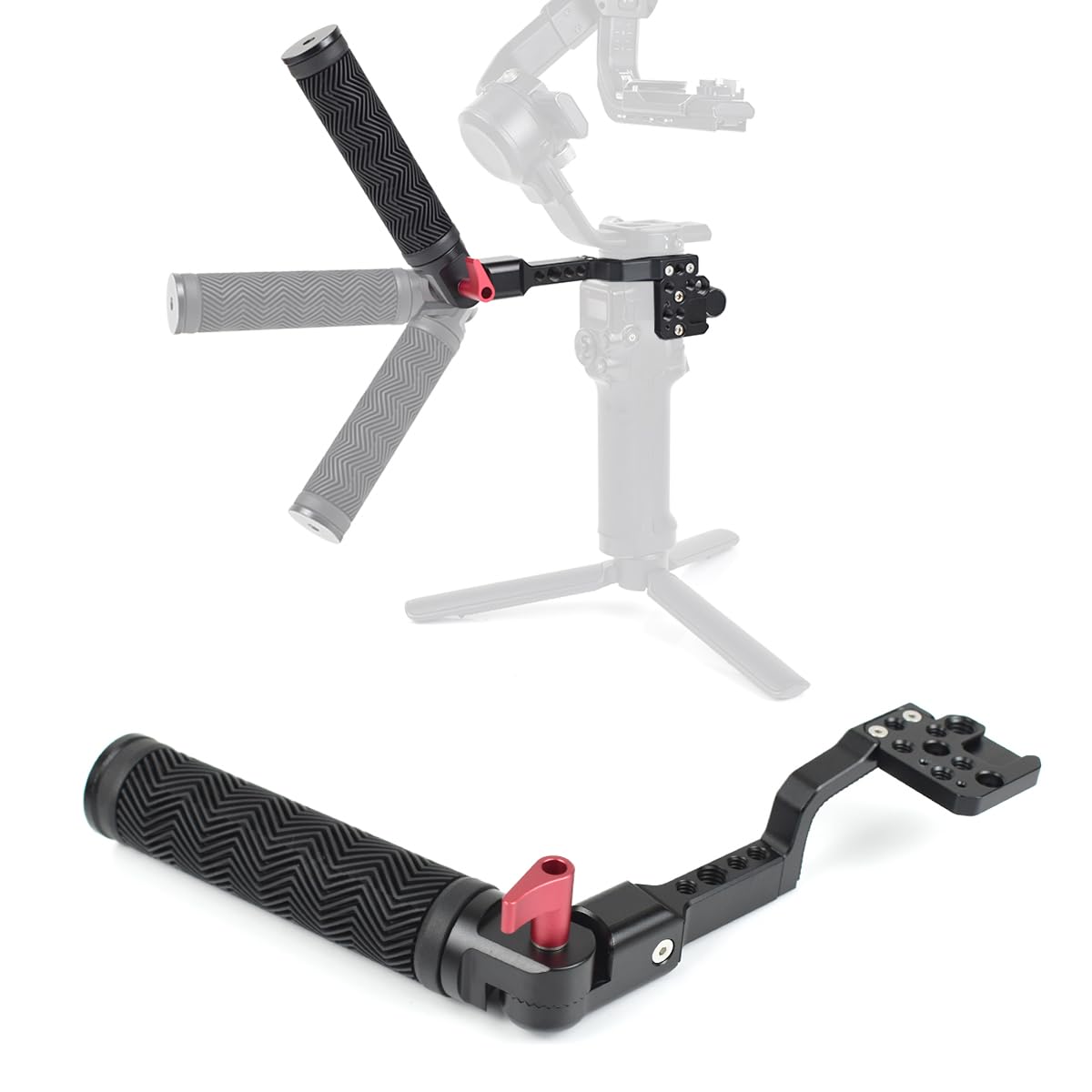 Eaxanpic Gimbal Adjustable Handle Grip For Dji Ronin S/Sc/Rsc2, Stabilizer Handgrip Extension Bracket With Cold Shoe Mount 1/4 3/8 Threaded Holes For Video Light, Microphone, Monitor
