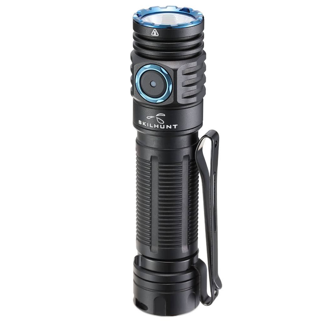 Skilhunt M200 1400 Lumens Bright Magnetic Usb Rechargeable Led Flashlight For Edc, Outdoor, Rescue, Searching, Hiking And Emergency (Black, Neutral White High Cri)