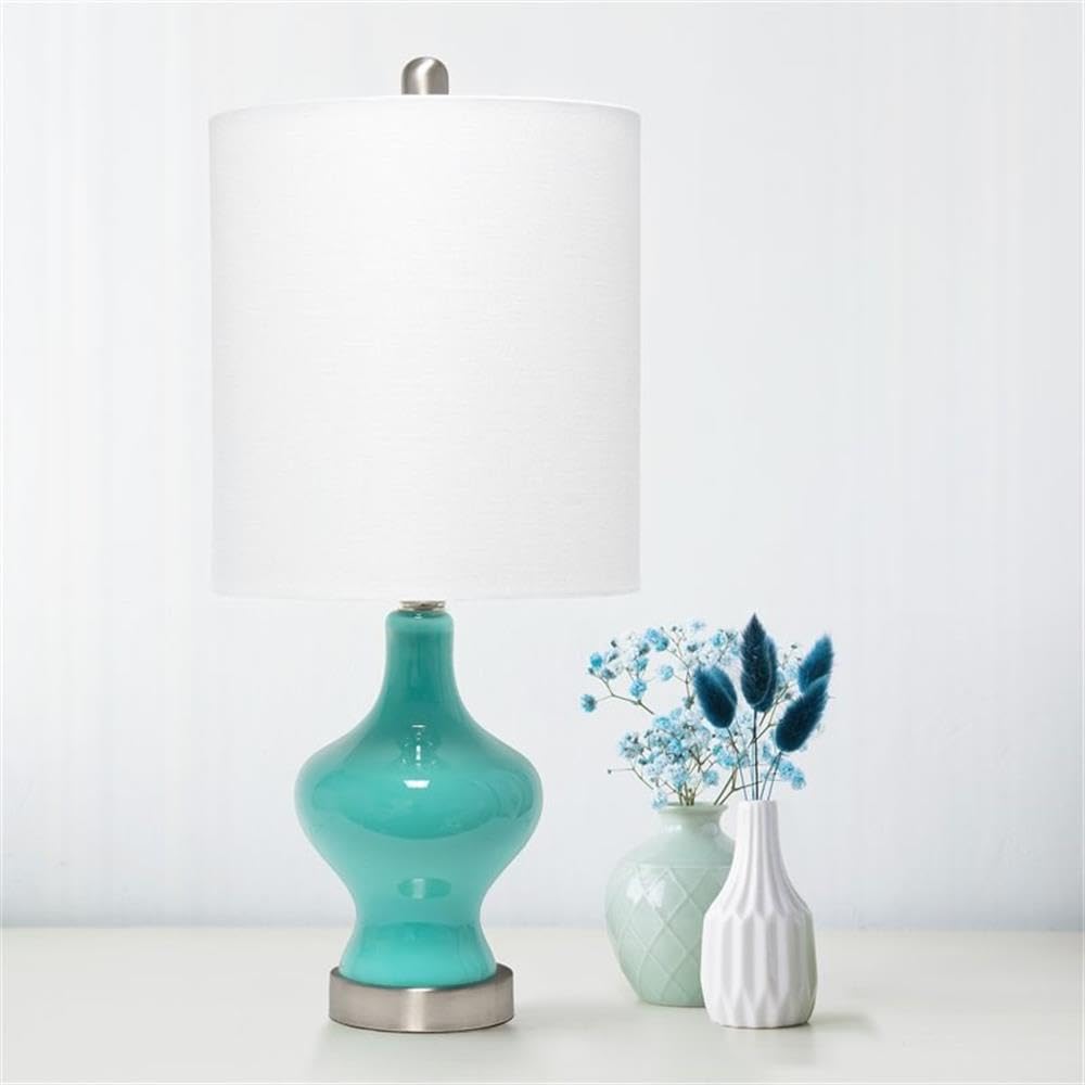 Lalia Home Contemporary Paseo Table Lamp With White Fabric Shade - Teal