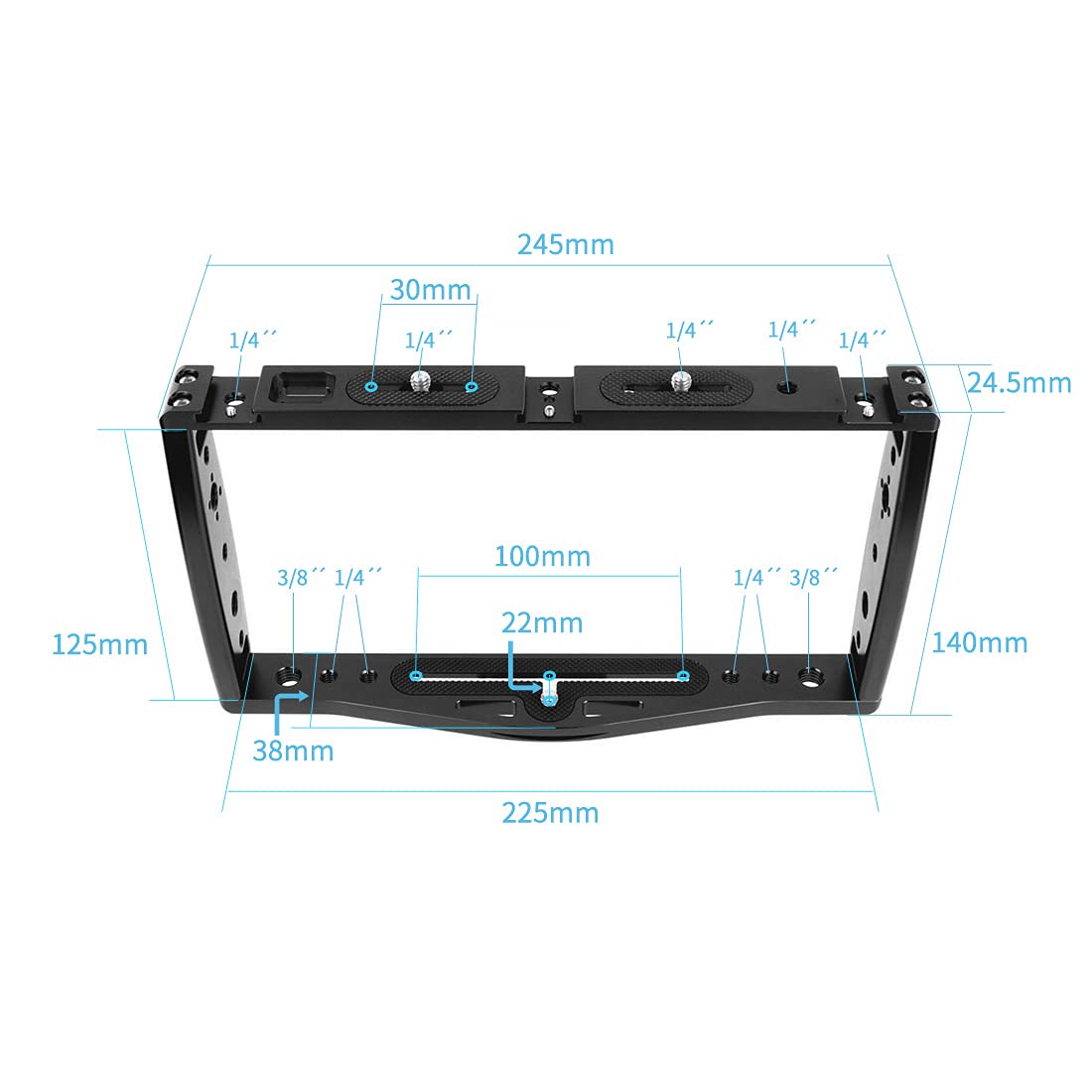 Novelgoal Aluminum Stabilizer Expanded Accessories Dual Hand Held Diving Support For Cell Phone For Sports Camera Hero 13 (Black)