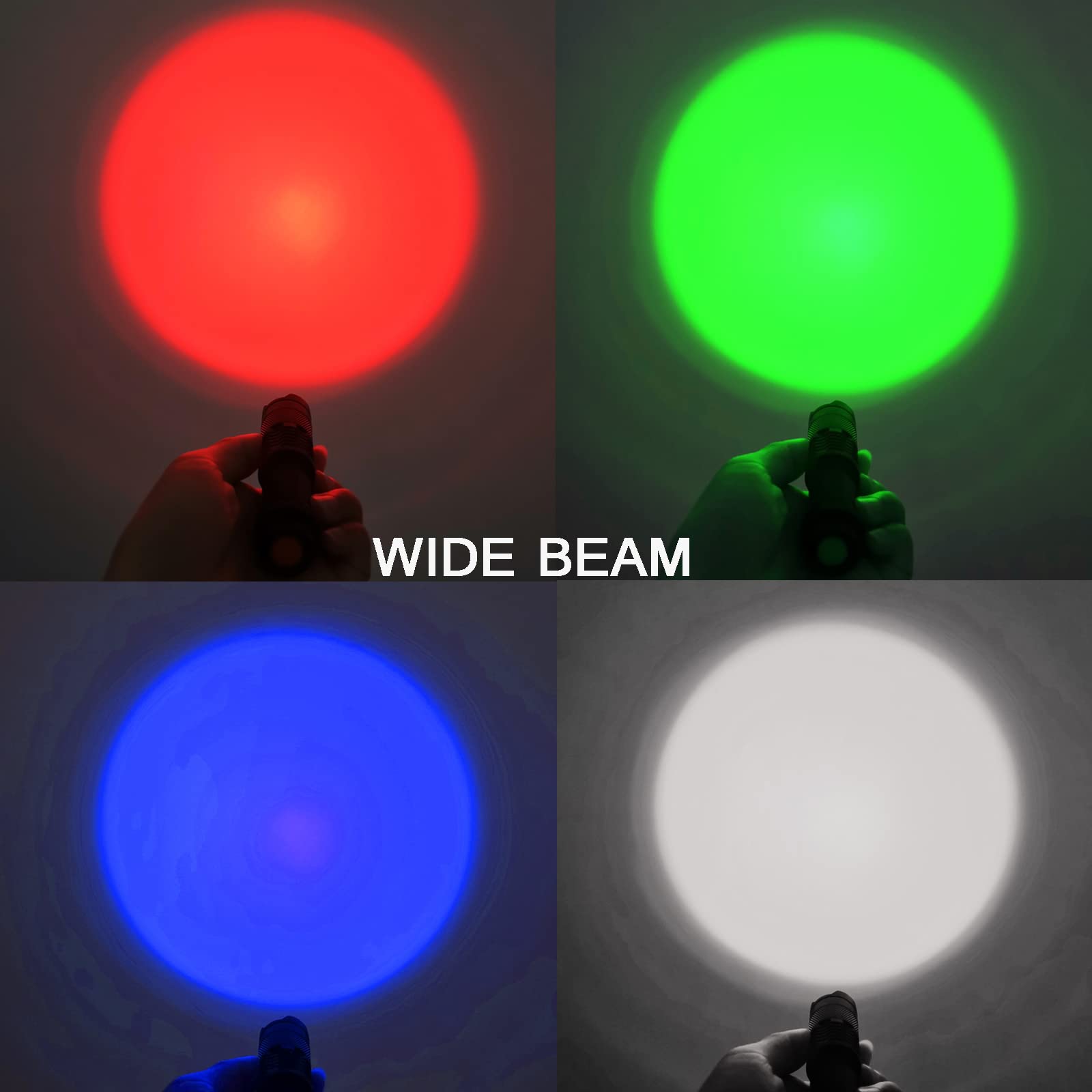 Xysrz Red Green Blue White Light Flashlight Single Mode Led Flashlight With Clip Zoomable Mini Flashlight For Hunting Camping Night Observation, 4 Pack