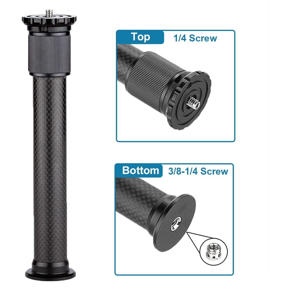 Xikurie Carbon Fiber Tripod Extension Two-Section Rod Central Column Extender Tube For Photo Studio Monopod Dslr Camera Microphone Stand