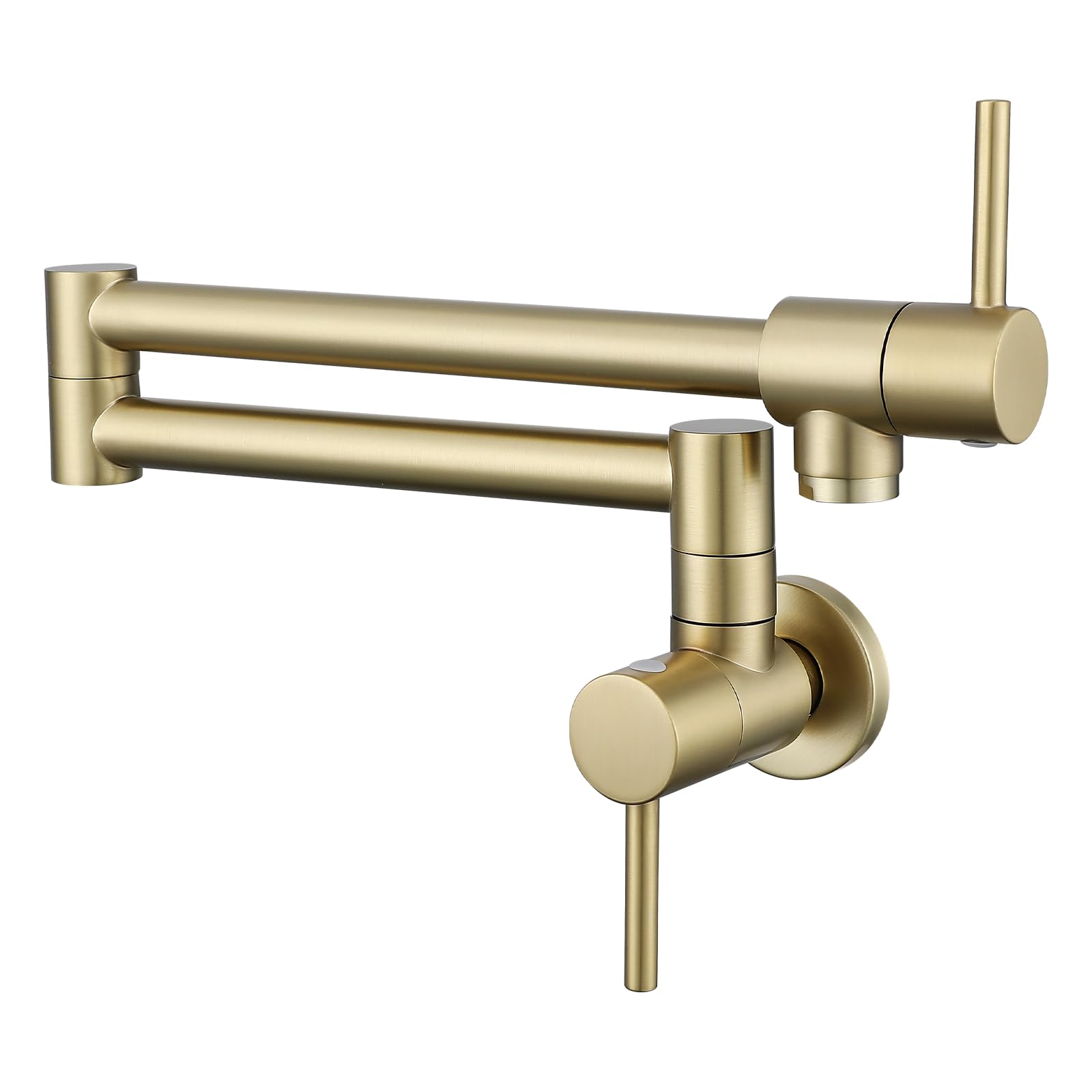 Trjikag Brushed Gold Faucet For Kitchen Sink,Kitchen Faucets Pot Filler Folding Commercial Brass Kitchen Faucet With Two Handles & Joint Swing Arms For Sink Stove