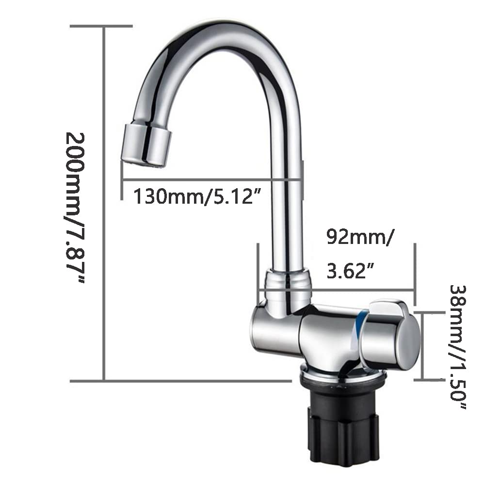 Riloer Foldable Faucet, 360° Rotation Sink Water Tap Cold & Hot Water Mixer Faucet For Rv Boat Foldable Copper Kitchen Faucet