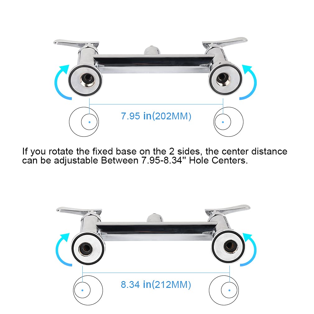 Xiube Commercial Sink Faucet With Pre Rinse Sprayer, 8 Inch Center 27 Inch Height Deck Mount Commercial Kitchen Sink Faucet With 12Inchswing Spout Fit For Kitchen Restaurant, Brass Chrome