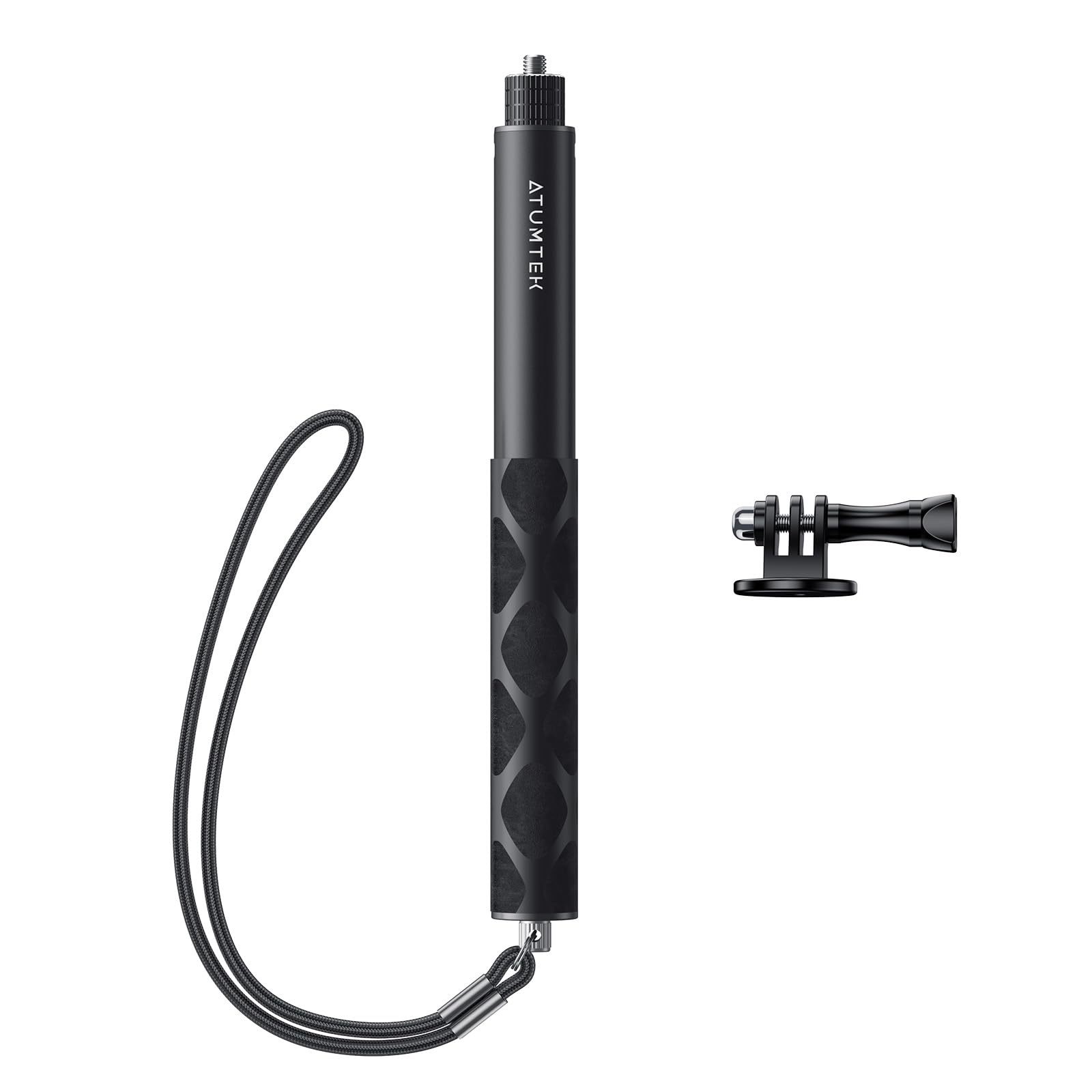 Atumtek 45" Invisible Selfie Stick, 1/4" Extended Monopod Pole, Solid And Compact Design For Insta360, For Gopro, Dji, Action Camera (Buckle Mount For Gopro And Wrist Strap Included)