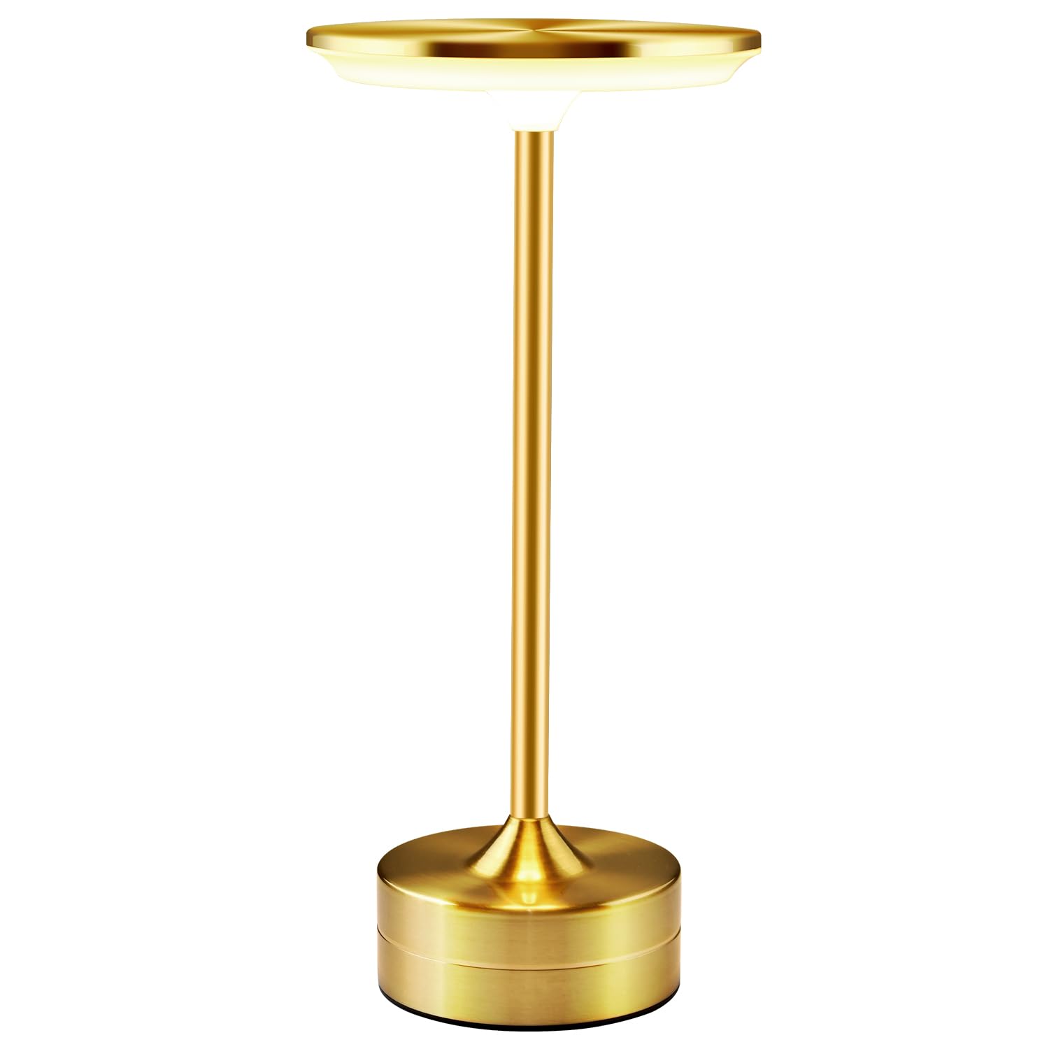 Hiseego Portable Cordless Table Lamp W/ Touch Sensor, 3-Color Dimming, Cordless Rechargeable Battery Operated For Kids Nursery, Rechargeable Lamp For Outdoor Patio Bar Restaurants Bedroom Bedside (Gold)