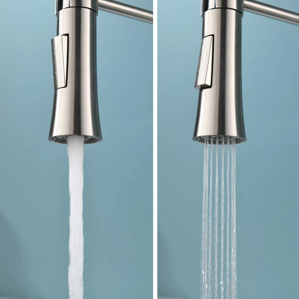 Kingo Home Brushed Nickel Kitchen Faucet With Sprayer, High Arc Single Handle Kitchen Sink Faucet One Hole Stainless Steel Kitchen Faucets For Farmhouse Camper Laundry Rv Bar Sink, Grifos De Cocina