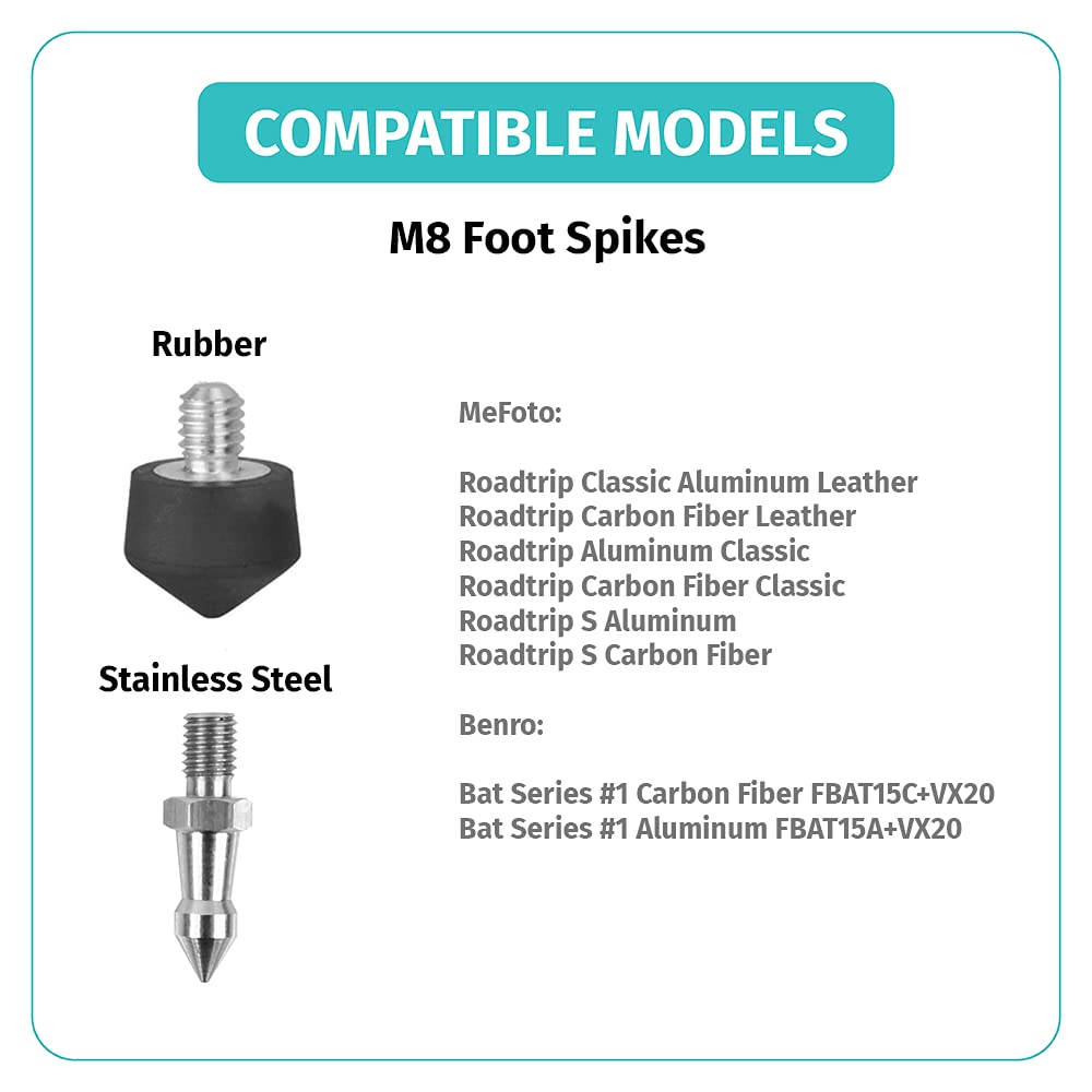 Foto&Tech 3 Pieces Universal Anti Slip Rubber Tripod Feet Compatible With Benro Gitzo Induro Kingjoy Manfrotto For Smooth And Uneven Surfaces (M8)