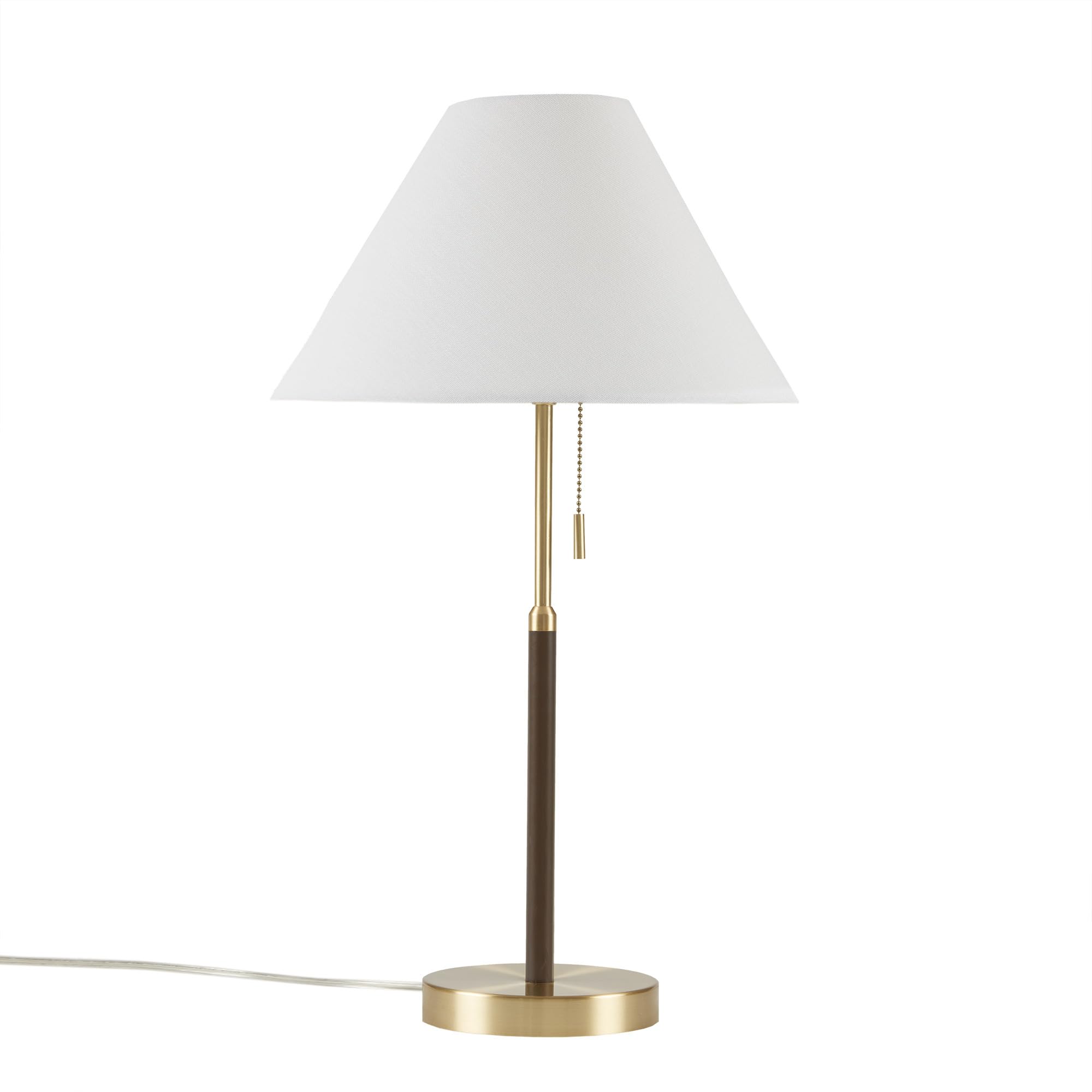 Ink+Ivy Table Lamp - Mid-Century Two-Tone Gold Nightstand Bedside Lamp, Chic Study Lamp, Clear Polarized Cord, Pull Chain Swtich, Bromley Lamp Décor Empire Fabric Shade, 23.5" H Gold/Brown