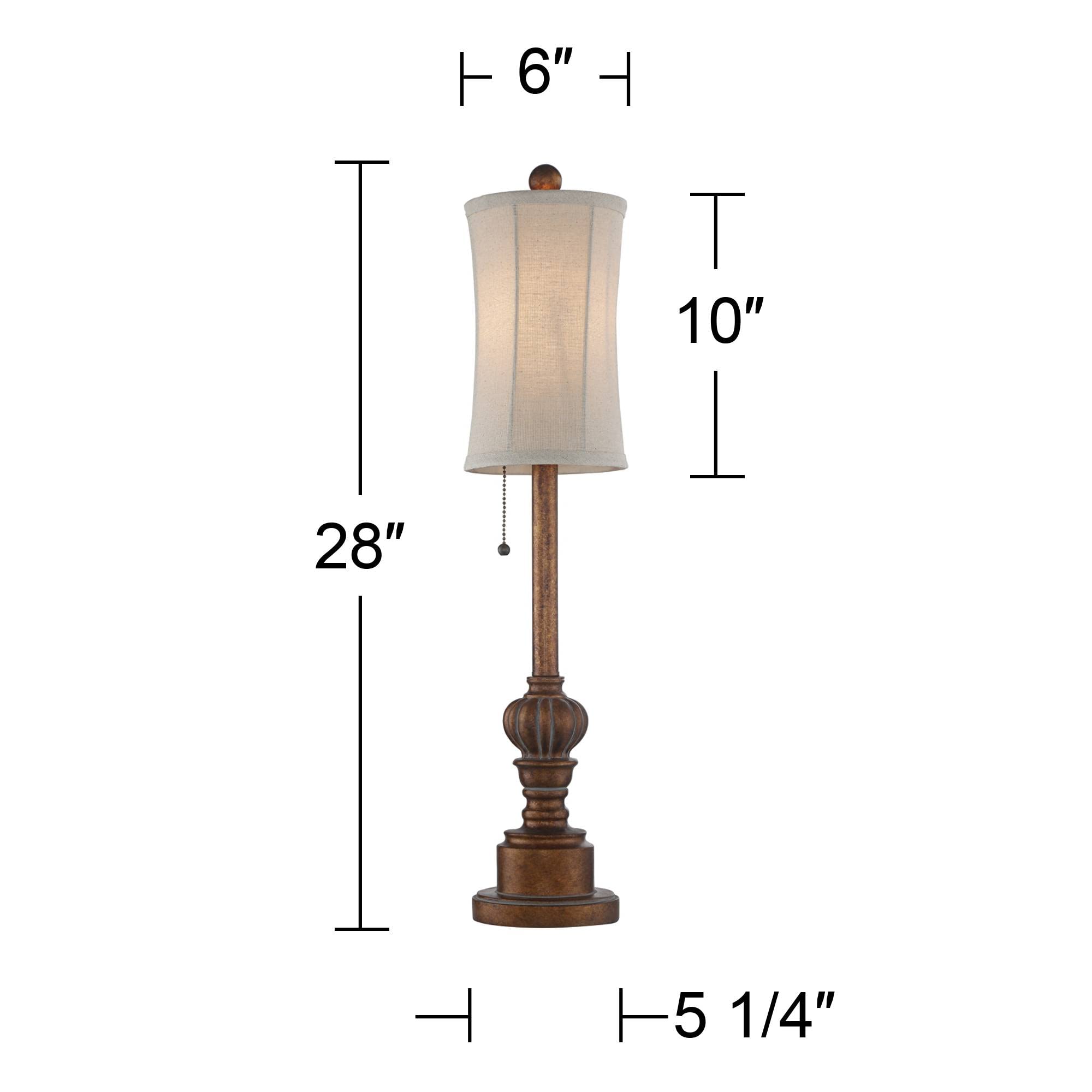 Regency Hill Bertie Traditional Natural Cottage Buffet Table Lamps 28" Tall Skinny Set Of 2 Warm Brown Wood Tone Fabric Drum Shade Decor For Living Room Bedroom House Bedside Nightstand Home