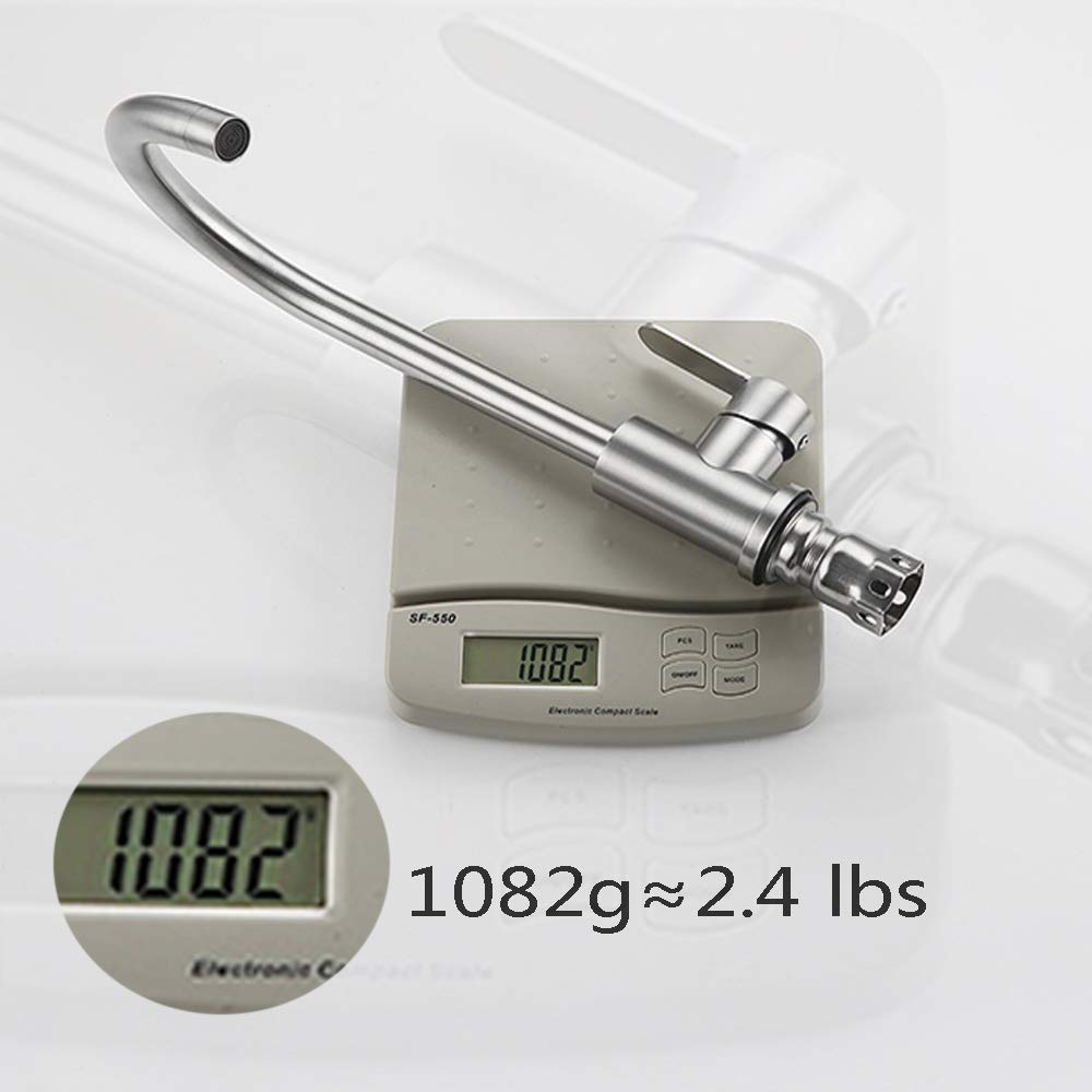 Hoyoju Kitchen Sink Faucet Mix - Single Handle Hot And Cold 304 Stainless Steel Kitchen & Bath Fixture - Brushed Nickel Finish