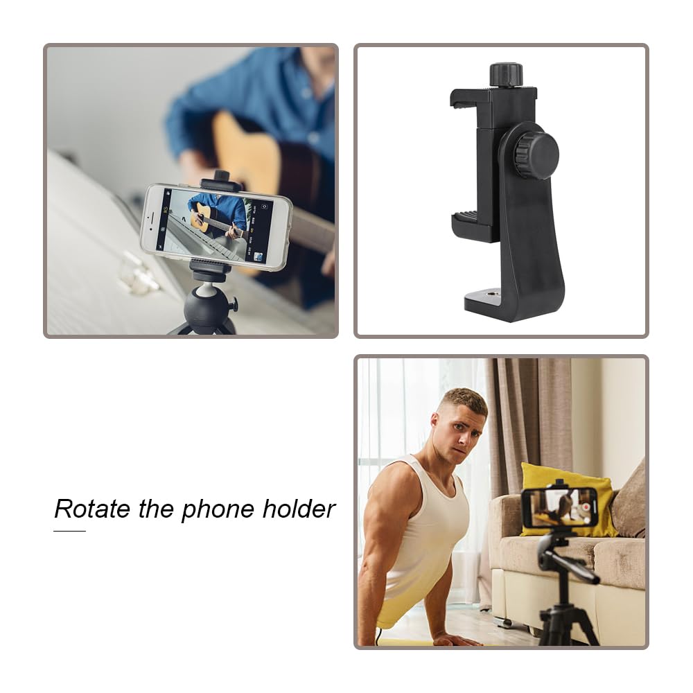 Baiwanlch Phone Tripod Mount Adjustable Cell Phone Tripod Holder Rotatable Smartphone Holder Phone Tripod Adapter For Most Selfie Smartphones Home Office(2.28-4.13In)