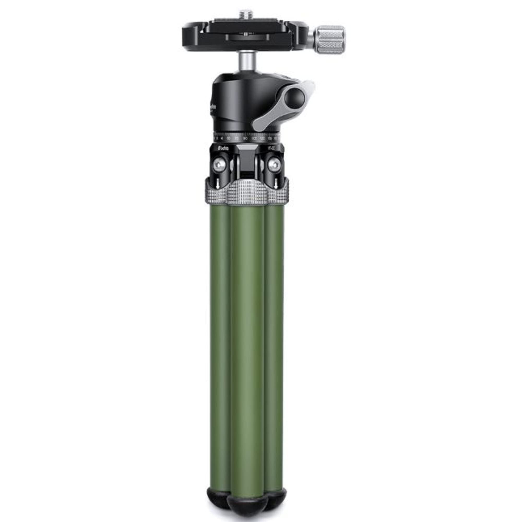 Leofoto Mt-02C+Lh-22 Carbon Fiber Mini Travel Tabletop Tripod, 2 Leg Section, 1/4" Tripod Mounting Stud Ball Head Kit (Olive)