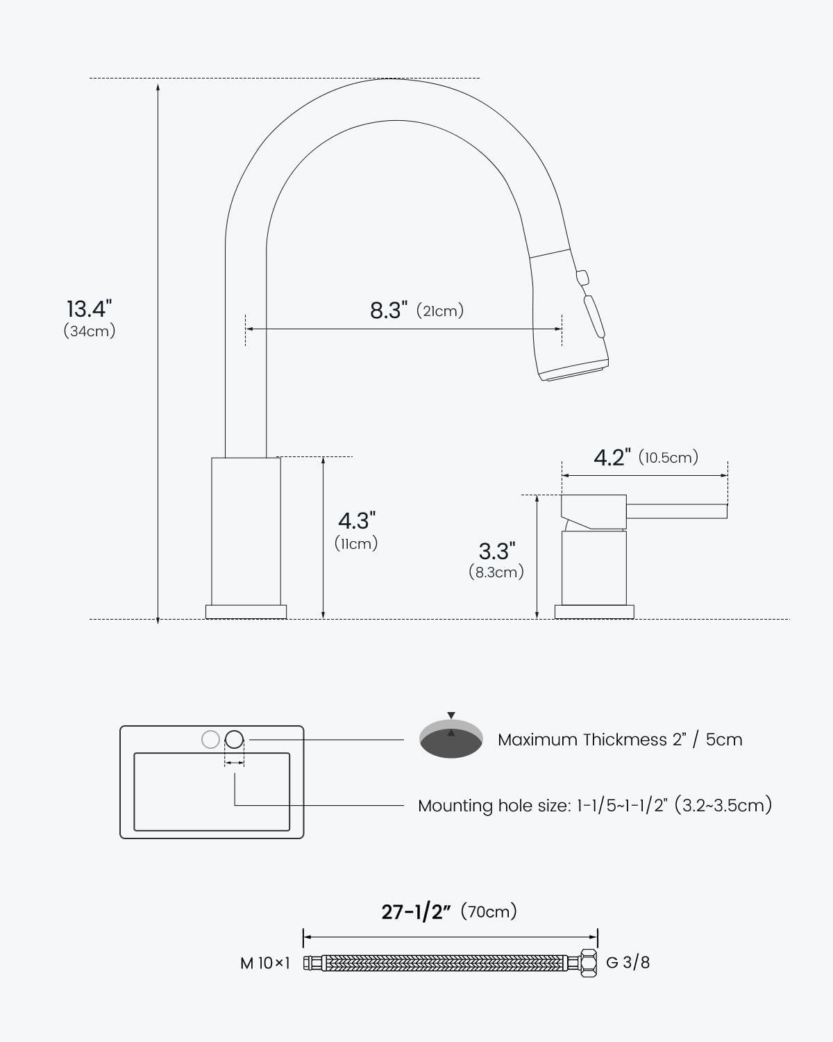 Appaso 2 Hole Kitchen Faucet, 3 Modes Matte Black Kitchen Faucet With Pull Down Sprayer, High Arch Kitchen Sink Faucet With Side Single Handle 2 Pieces