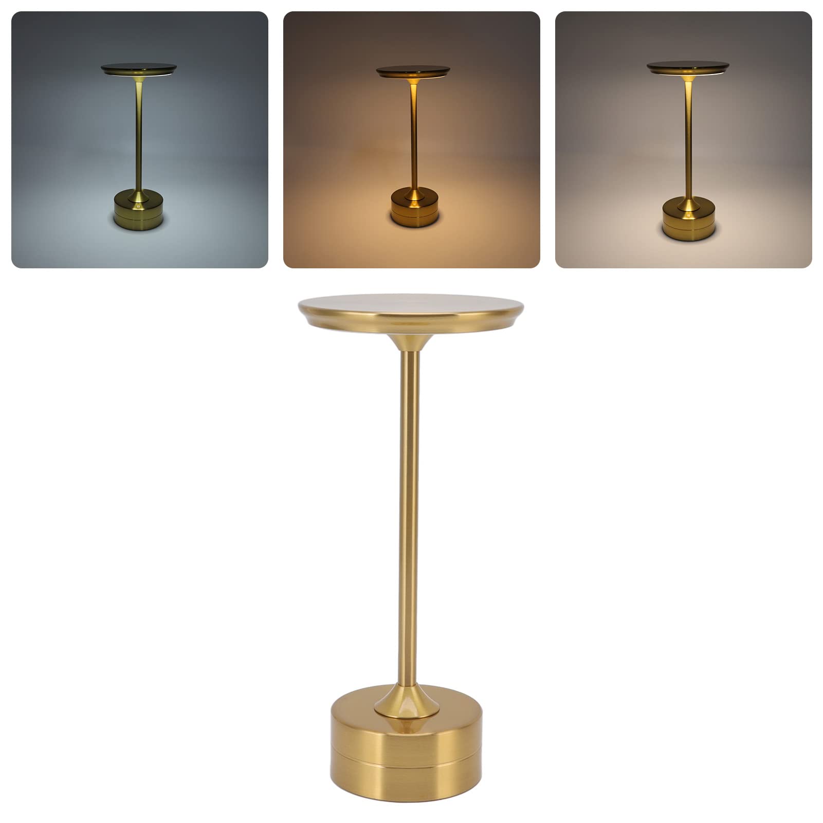 Ywbl-Wh Cordless , Led Rechargeable Cordless Touch 2000Mah 3 Levels Brightness Portable Usb C Brightness Led Metal, Table Lamps (Gold)