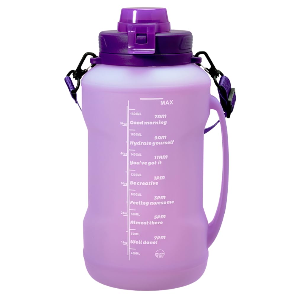 Mayim Large Collapsible Water Bottles With Time Markers, Silicone Travel Tumbler With Carry Strap