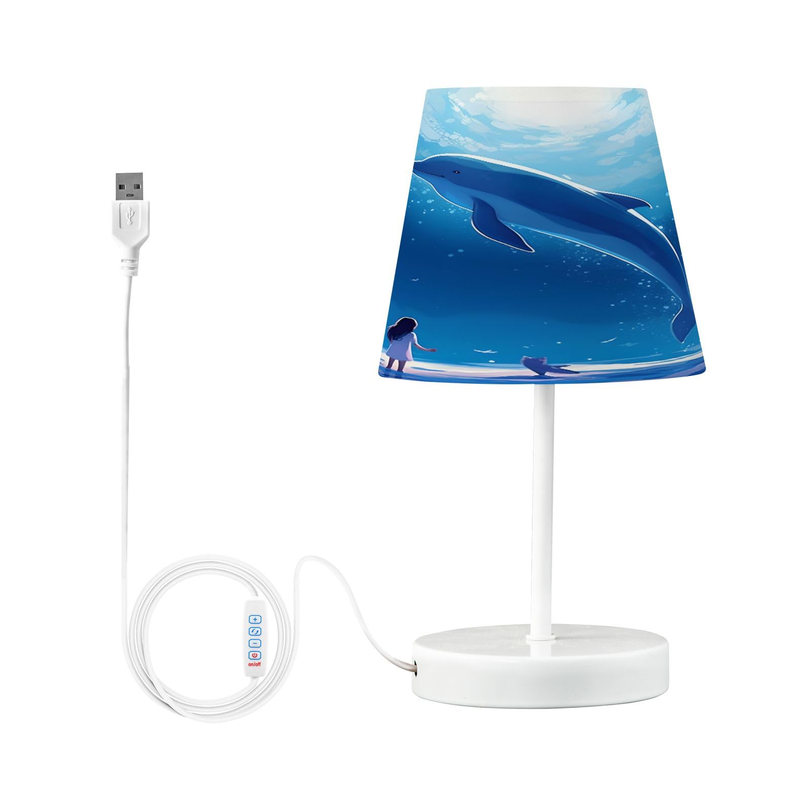Bolaz Dolphin Table Lamp For Bedroom, 3 Colors Nightstand Light Lamp With Led Bulb Bedside Lamps For Living Room Desk, S