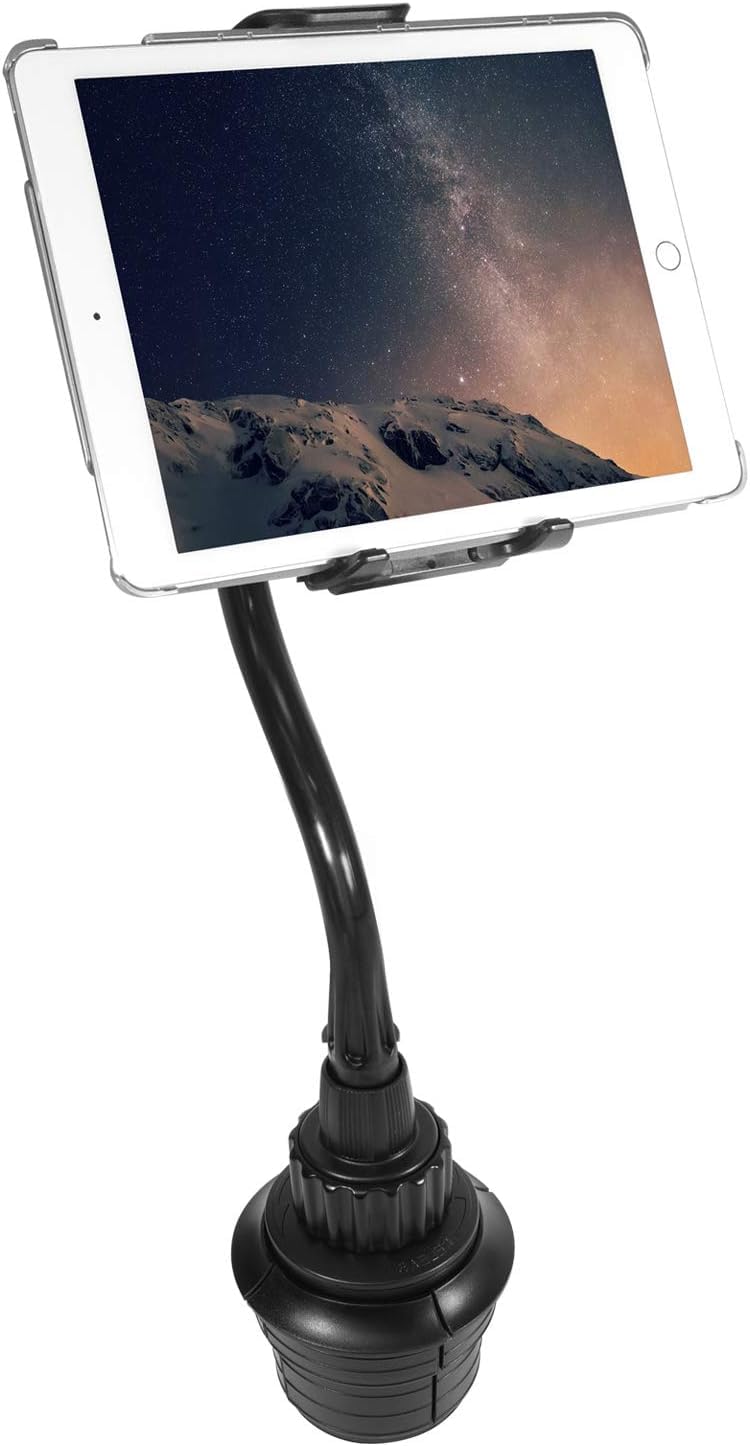 Macally Cup Holder Tablet Mount For Car - Sturdy And Adjustable Design - Tablet Holder For Car Cup Holder - Compatible With Ipad Pro/Air/Mini, Etc.