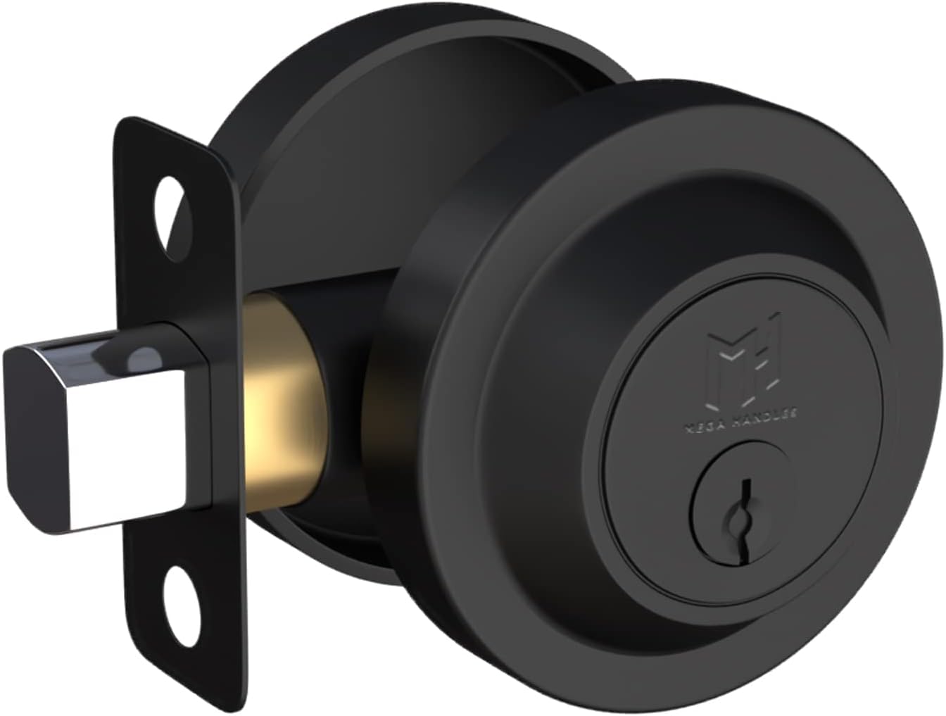 Mega Handles - Ralph Deadbolt I Entry Deadbolt Lock - Heavy Duty Round Locking Deadbolt For Left Or Right-Handed Doors - Interior/Exterior - Matte Black