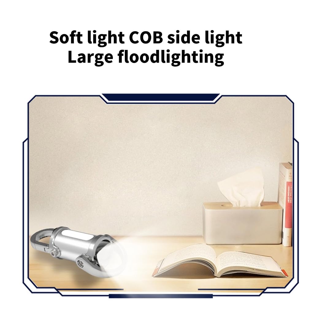 Aurgiarme Portable Led Work Light Keychain Pendant Usb Rechargeable Flashlight Keyring For Camping Pocket Sized Accessory