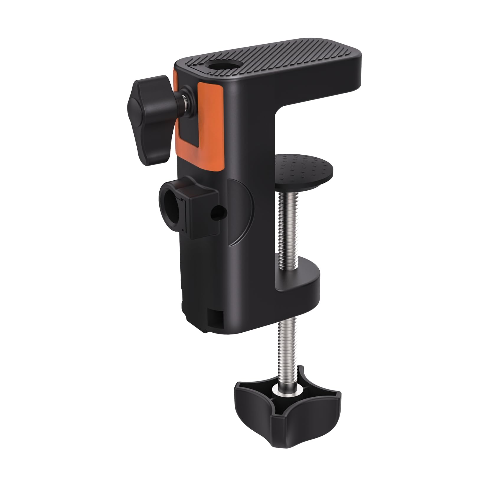 Lilanzo Table Clamp Mount For Microphone Stand, 2-In-1 Mic Boom Arm Clamp Table C Clip For Desktop Overhead Camera Tripod Mic Stand Lamp Base, Fits Up To 2.56 Inch 6.5Cm Desktop Thickness, 1 Pcs